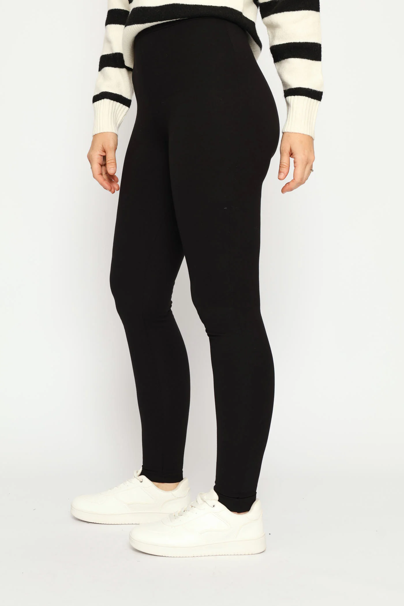 Wide Waistband Ponte Legging - Black - Image 3