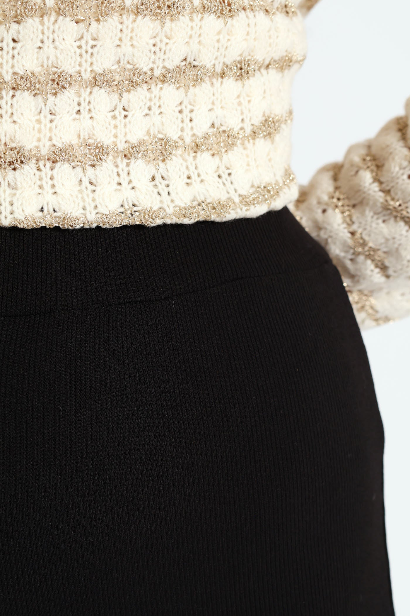 Wide Waistband Rib Legging - Black - Image 2
