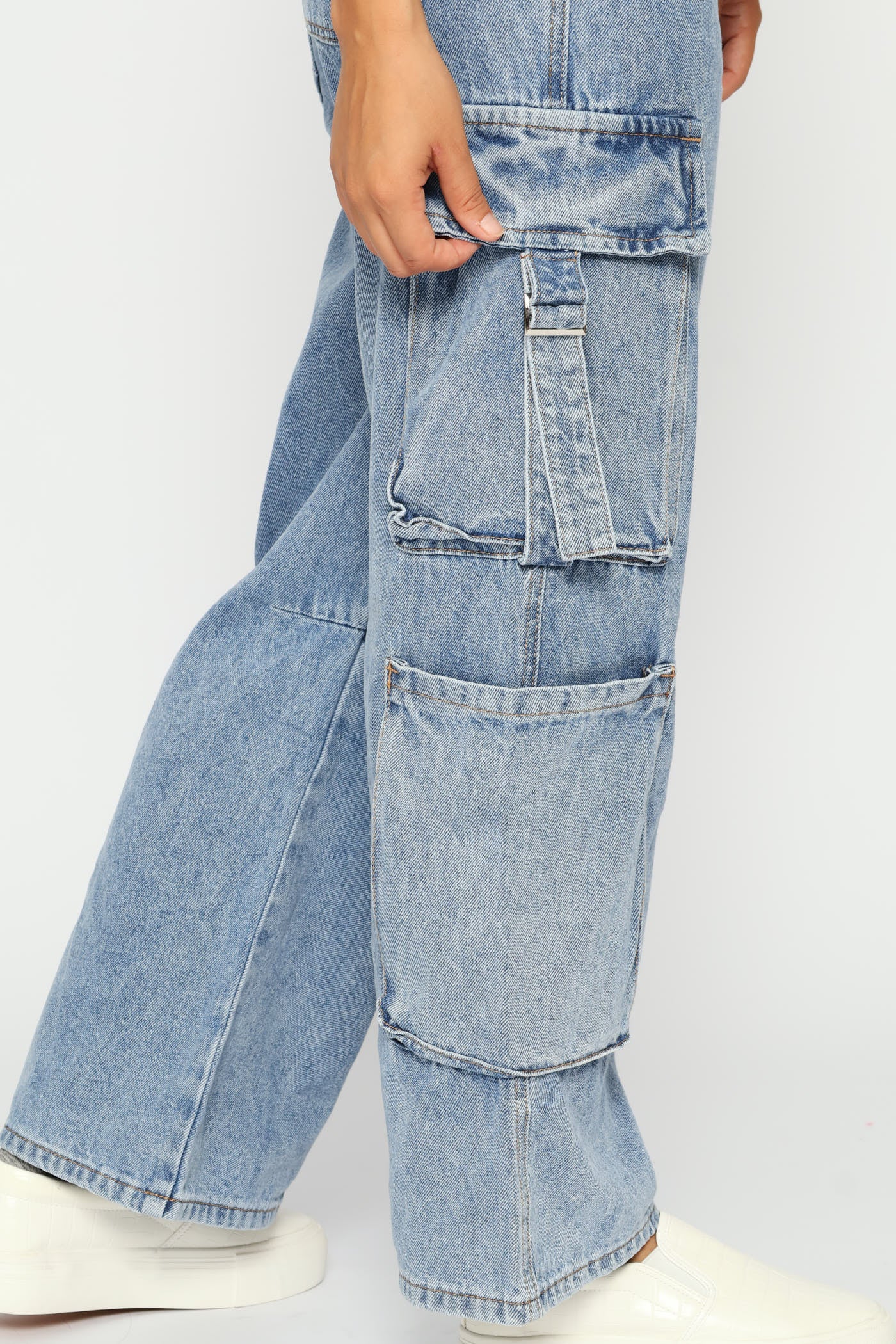 Wideleg Cargo Denim - Light Indigo - Image 6