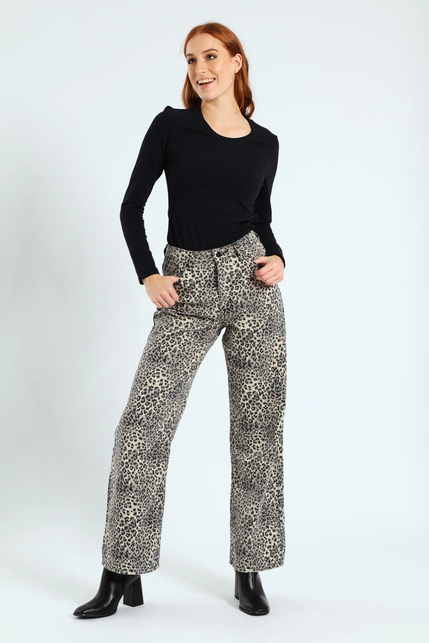 Wideleg Jeans - Animal Print - Image 2