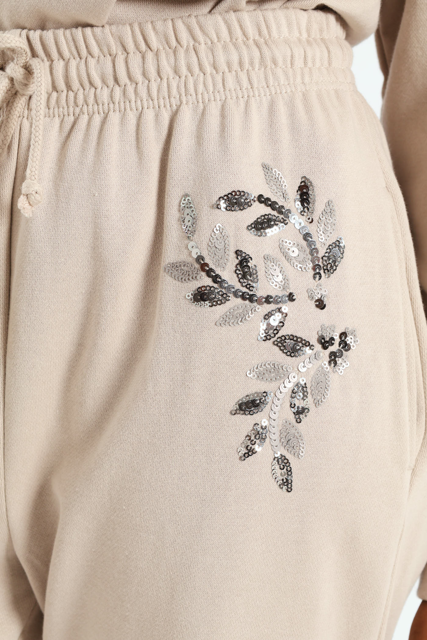 Wideleg Jogger With Bead Detail - Bone - Image 5