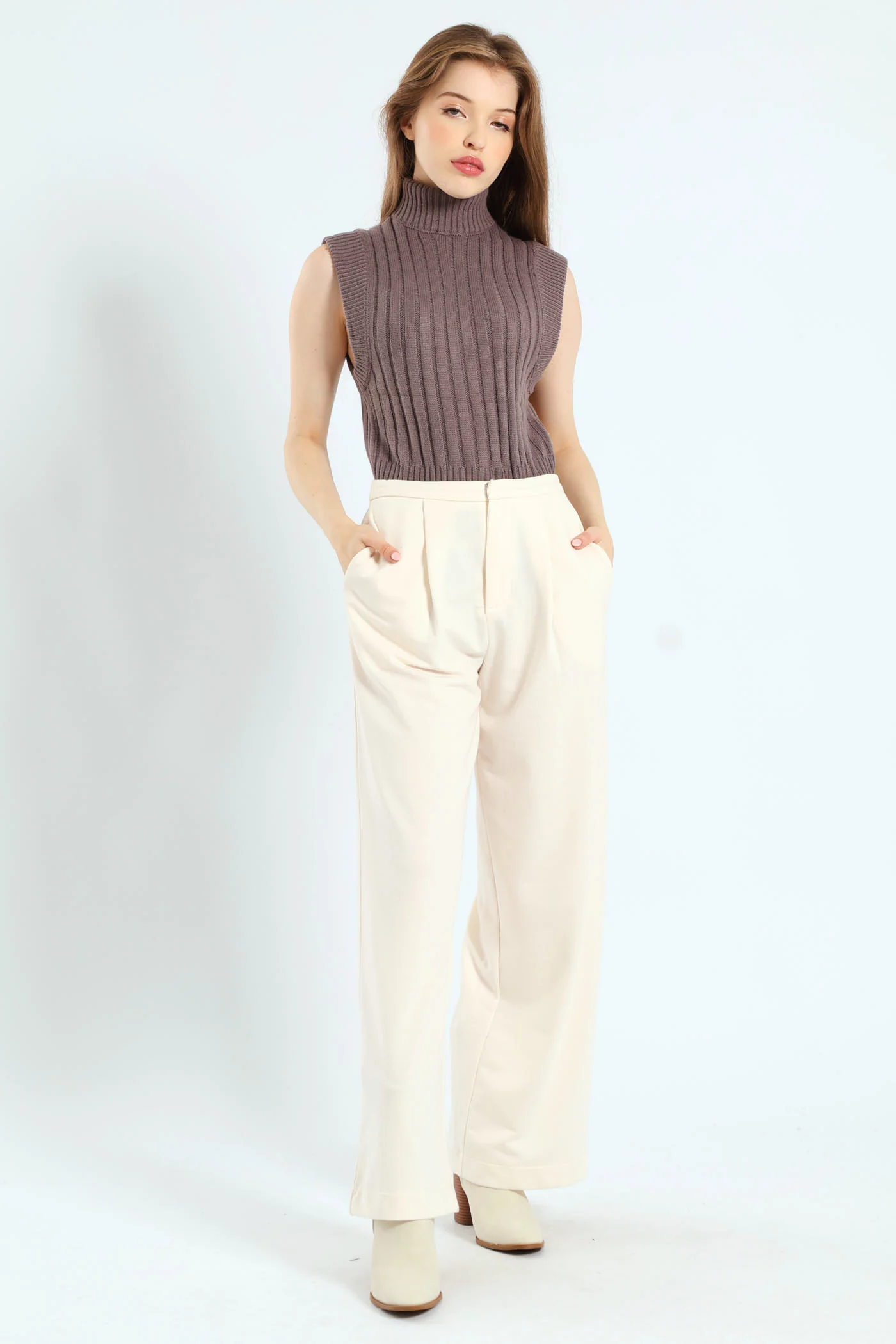 Wideleg Pant - Cream - Image 2