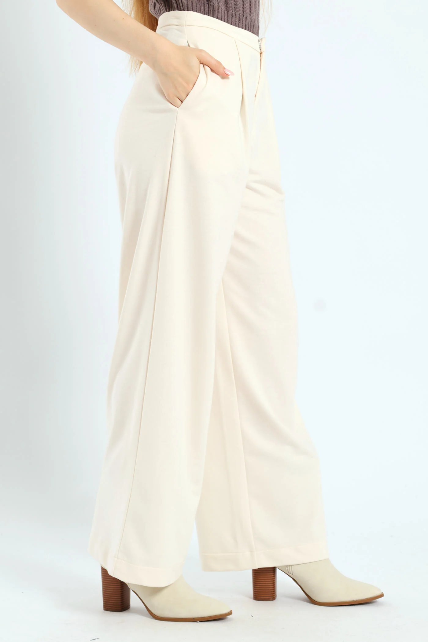 Wideleg Pant - Cream - Image 3