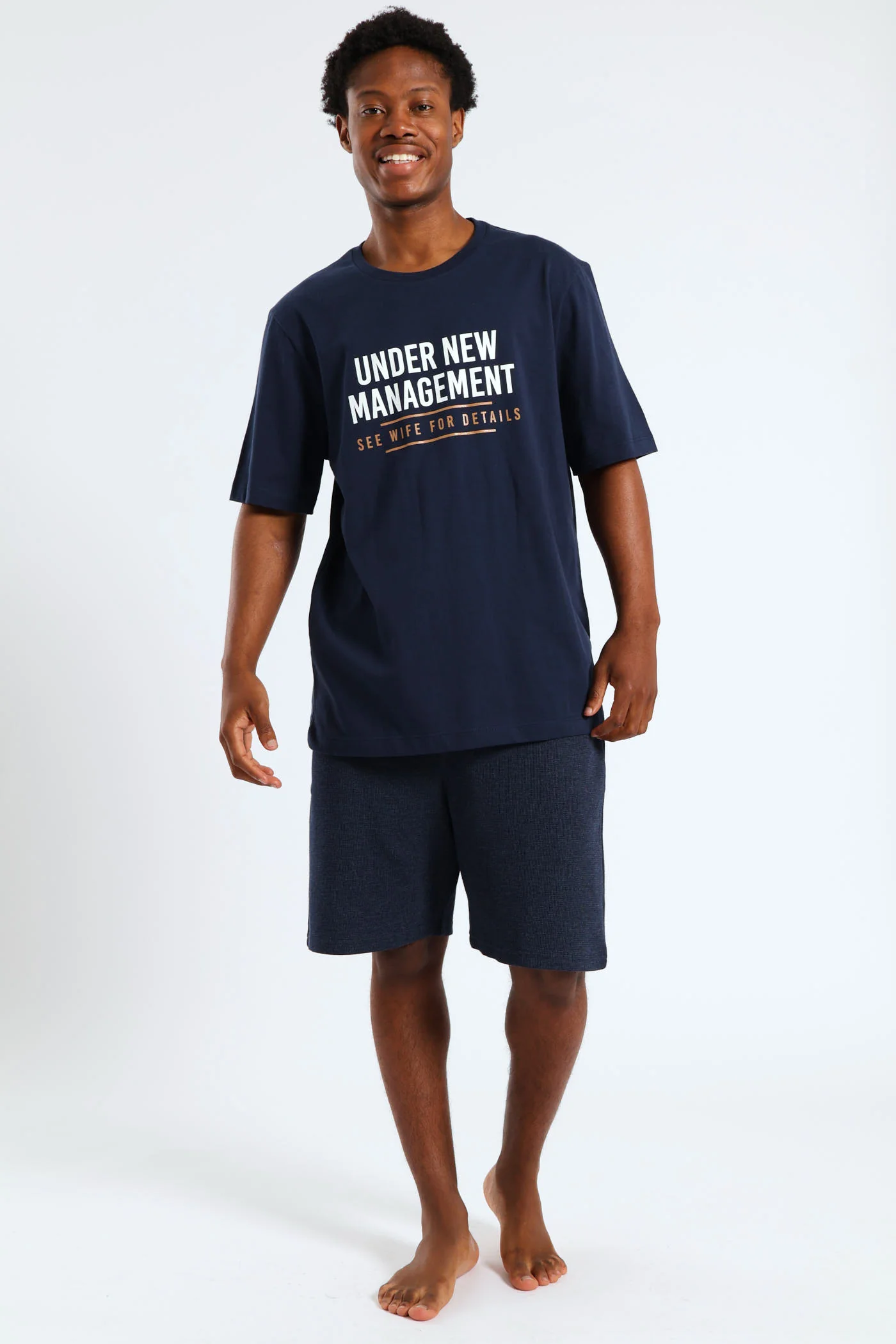 Wife Management Slogan Tee - Navy - Image 5