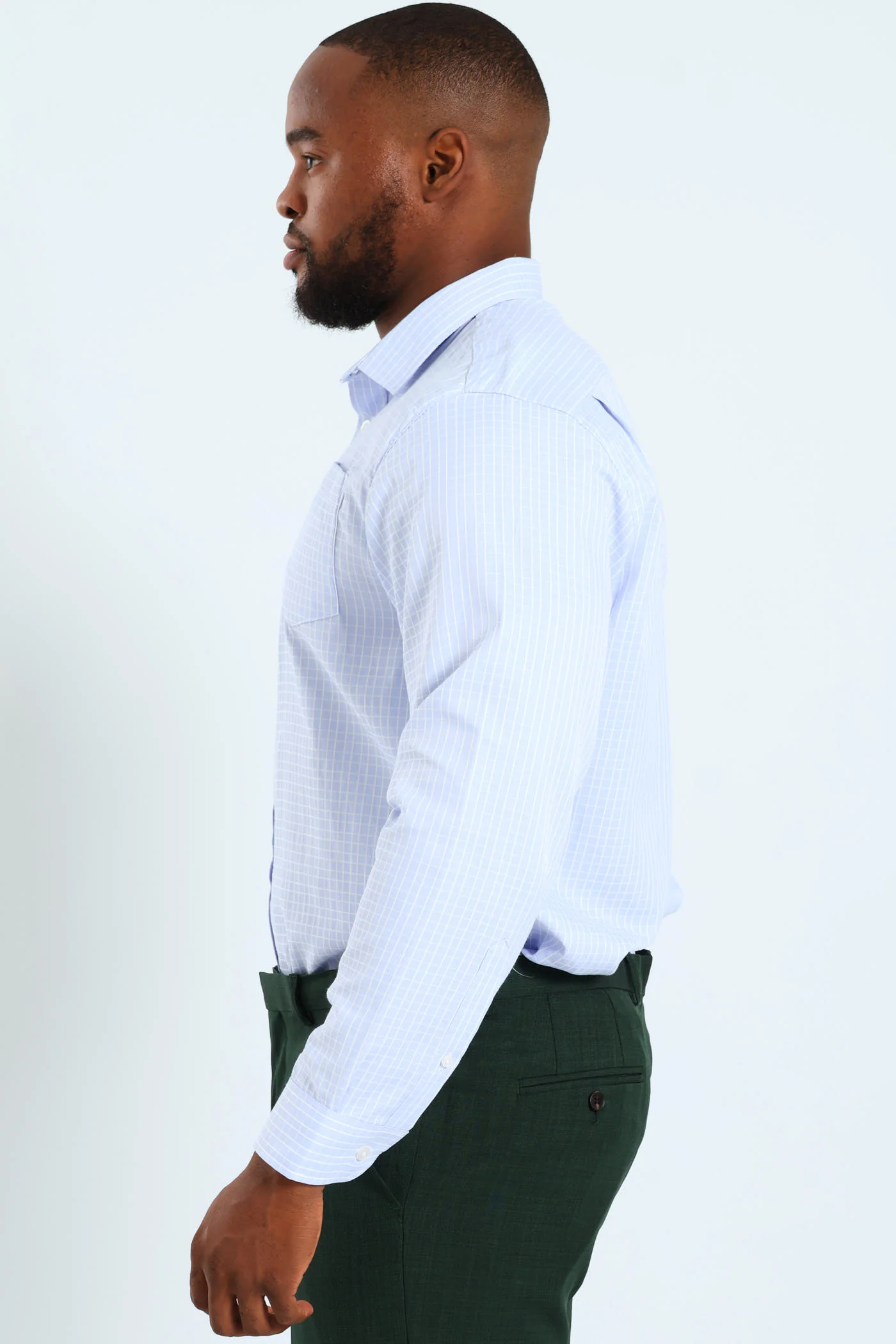 Window Pane Check Shirt - Light Blue - Image 4