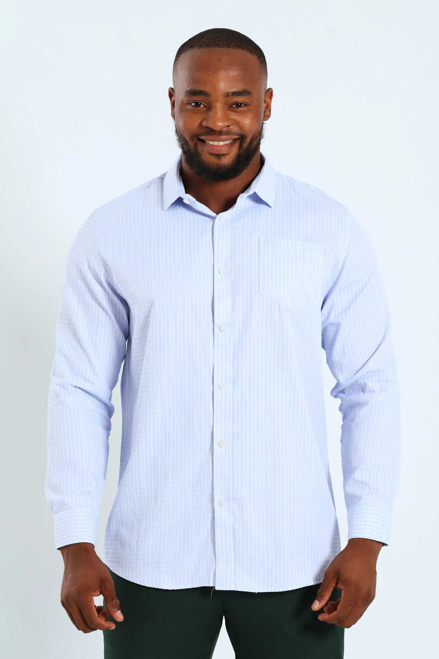 Window Pane Check Shirt - Light Blue - Image 5