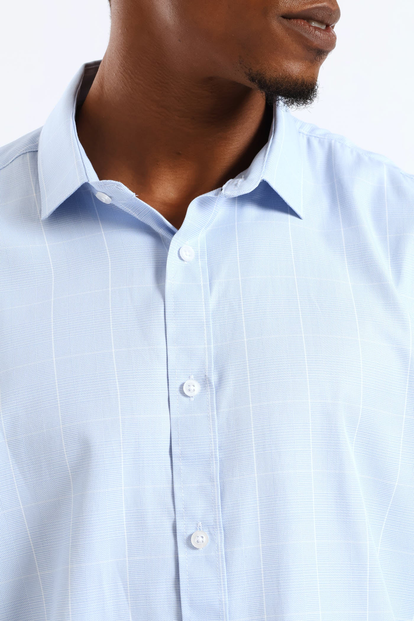 Window Pane Printed Long Sleeve Shirt - Light Blue - Image 2