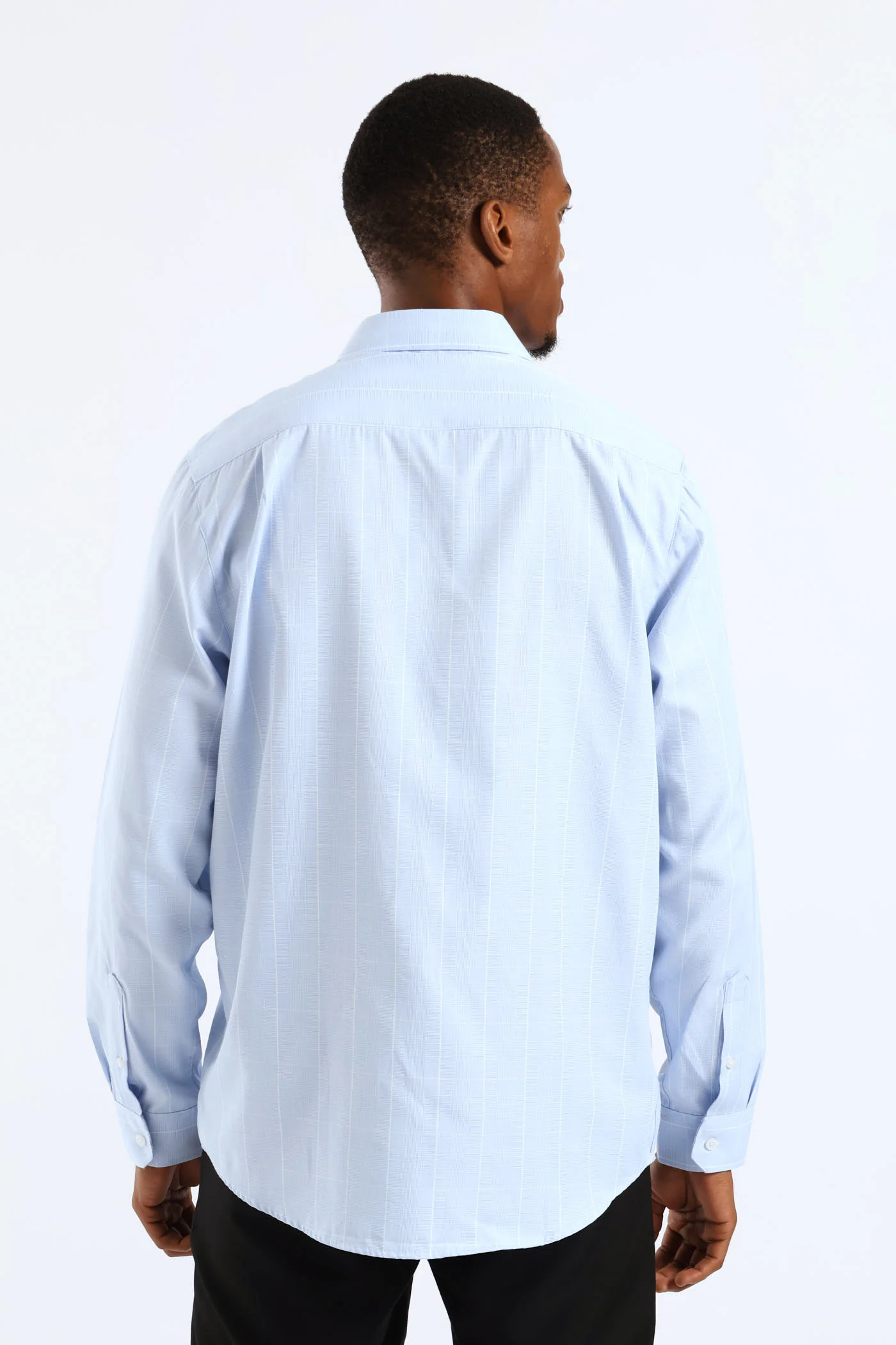 Window Pane Printed Long Sleeve Shirt - Light Blue - Image 4