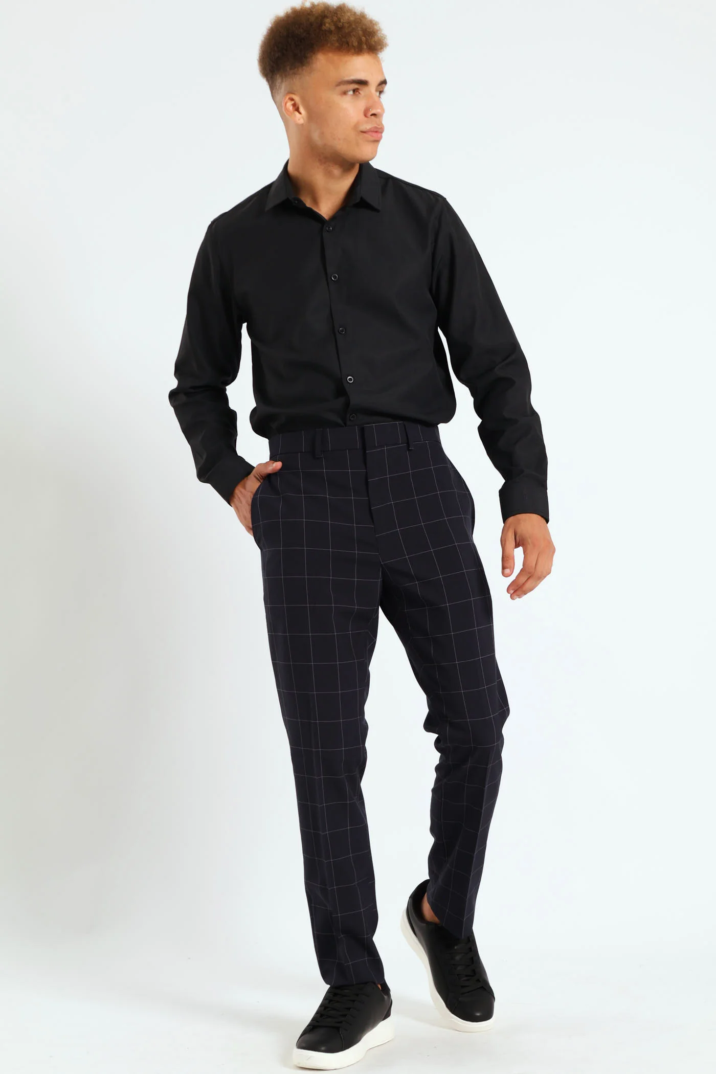 Window Pane Trousers - Navy - Image 2