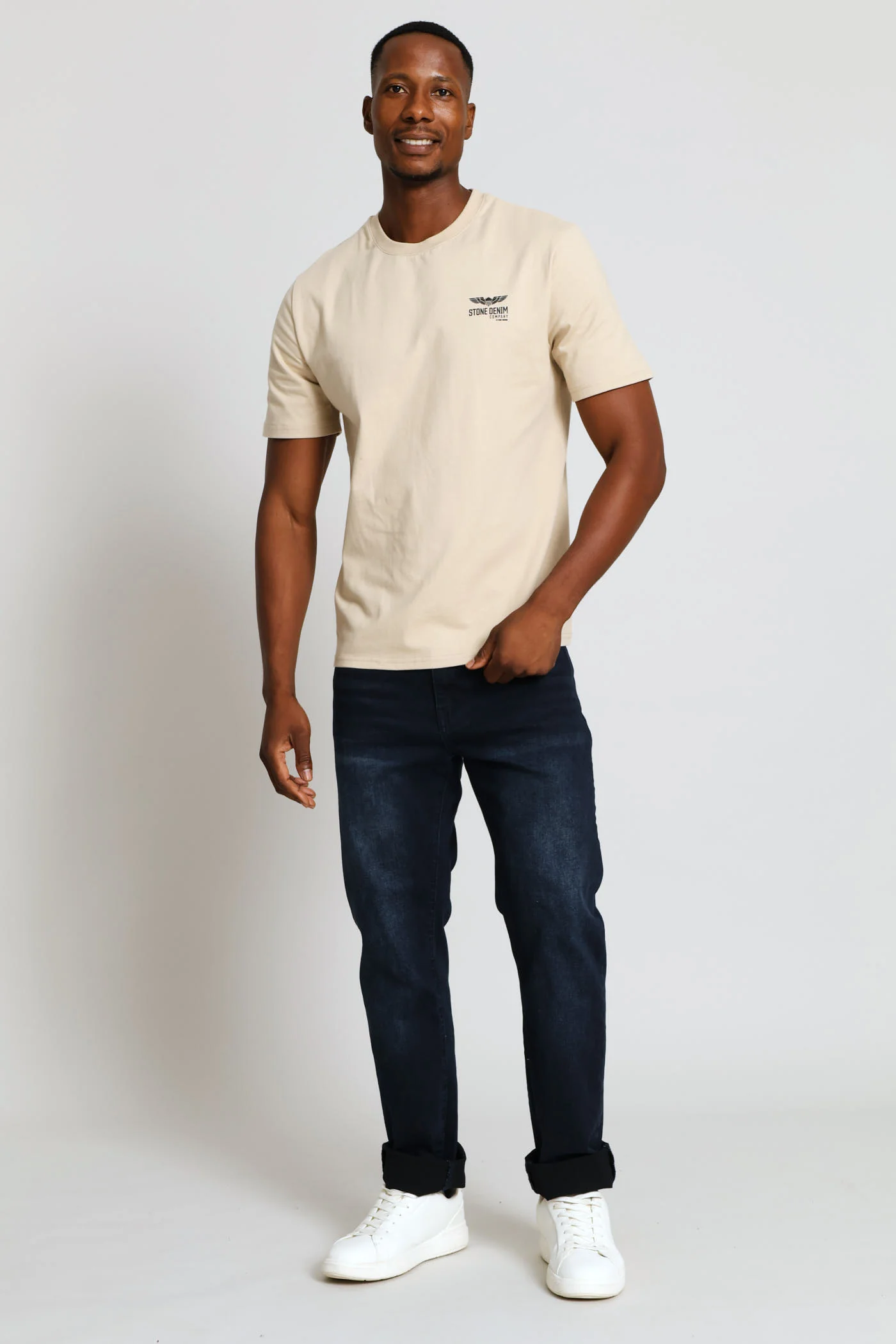 Wings Chest Print Tee - Taupe - Image 5