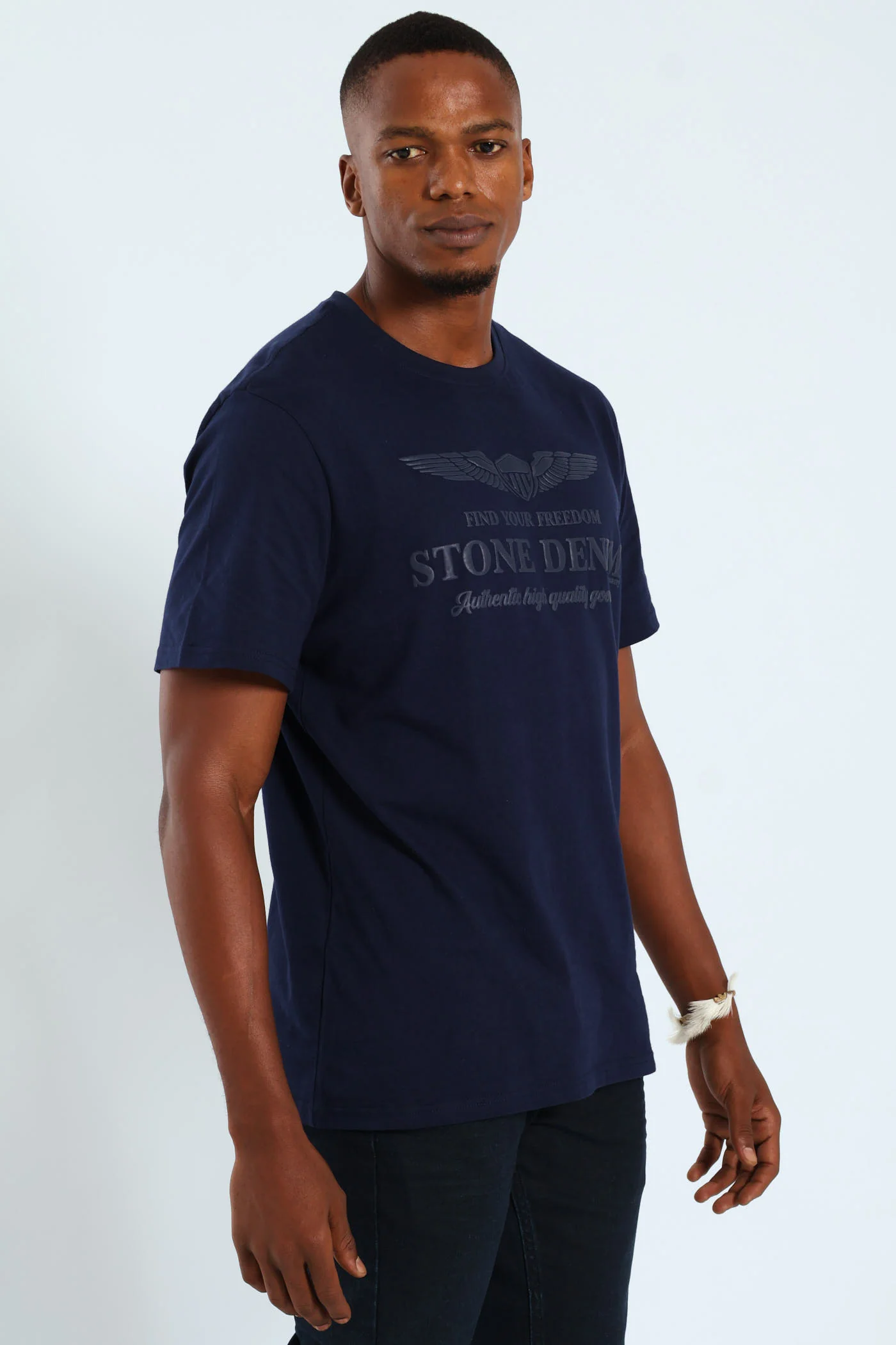Wings Shield HD Puff Print Tee - Navy - Image 4