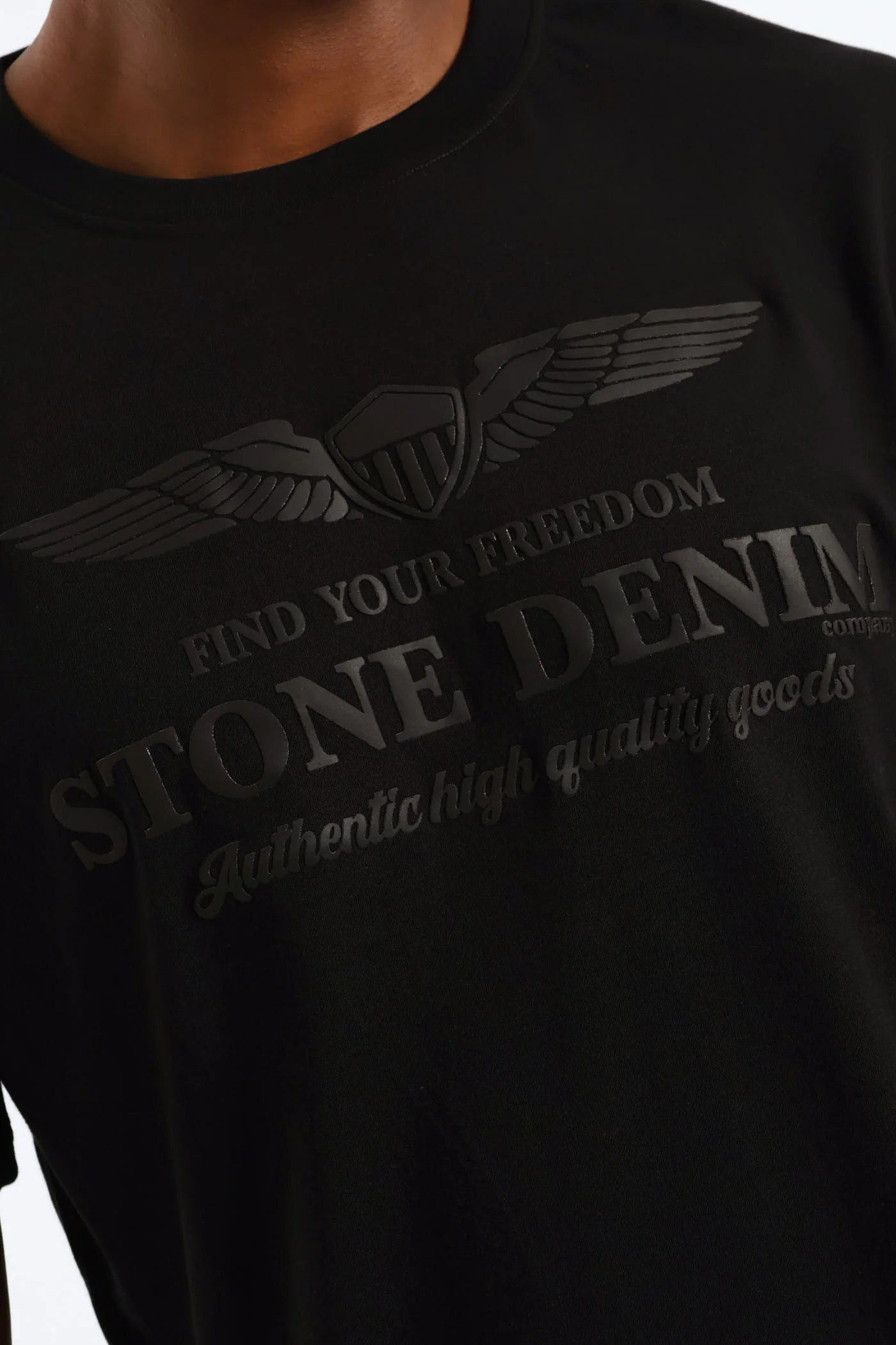 Wings Shield Puff Print Tee - Black - Image 2
