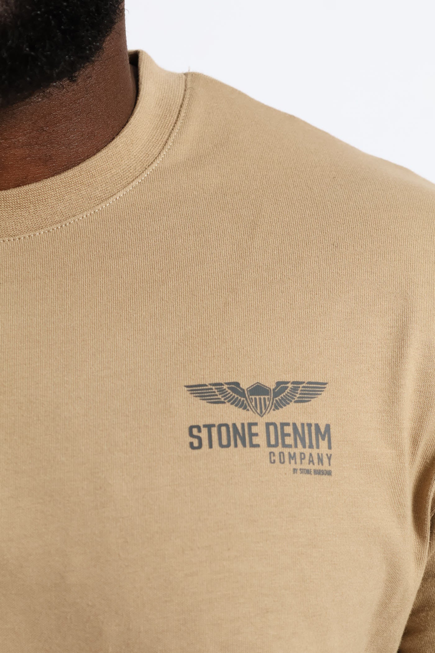 Wings Stone Denim Company Heavy Weight T-Shirt - Taupe - Image 2