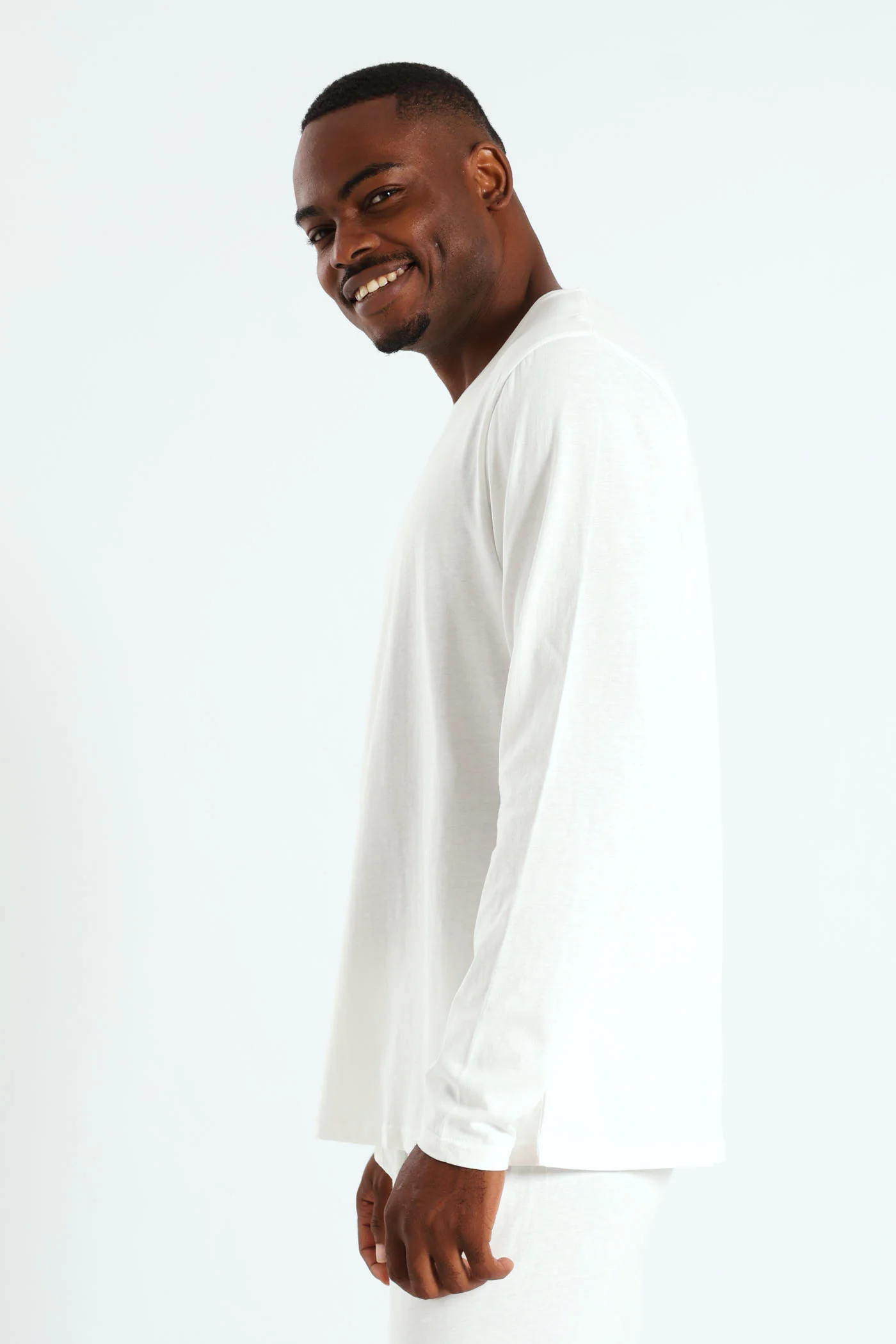 Winter Long Sleeve Cotton Thermal Crew Neck Tee - White - Image 2