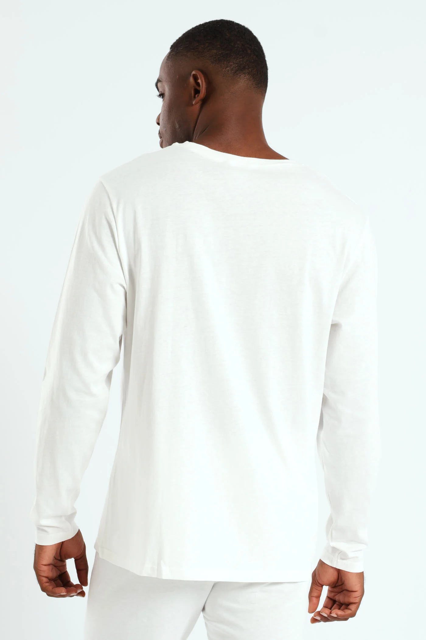 Winter Long Sleeve Cotton Thermal Crew Neck Tee - White - Image 3