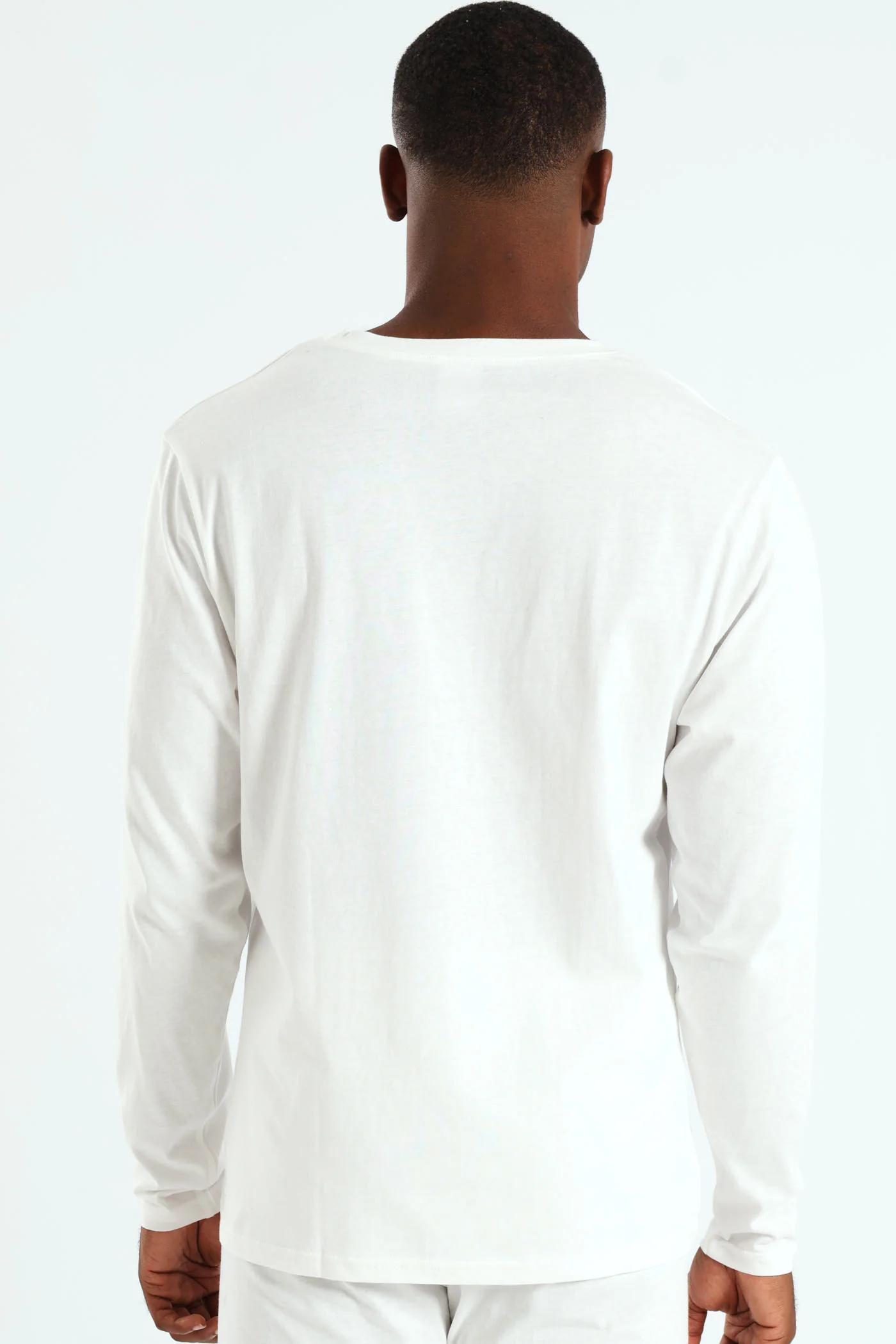 Winter Long Sleeve Cotton Thermal V-Neck Tee - White - Image 4