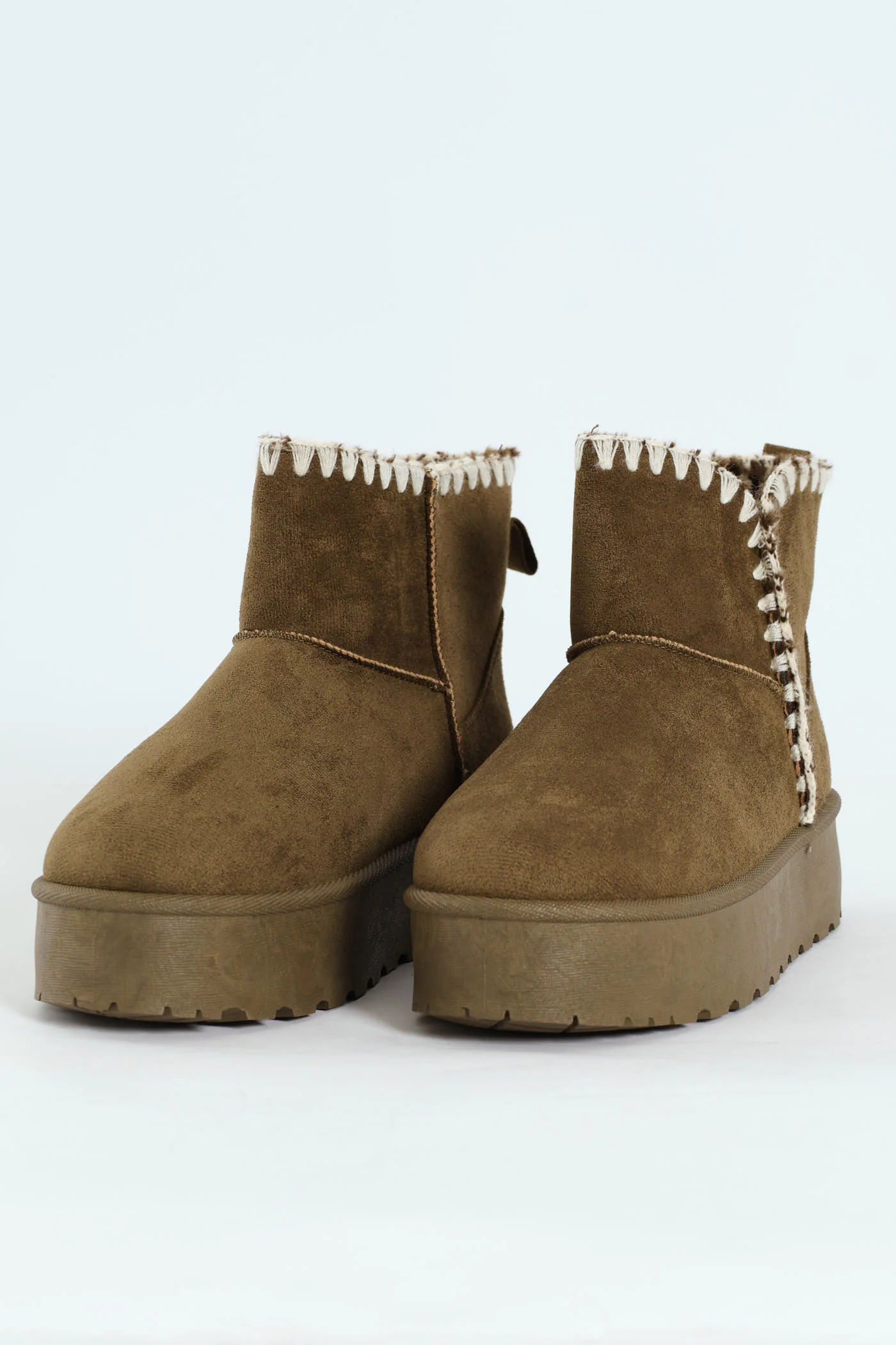 Wipstitch Flatform Bootie - Olive - Image 3