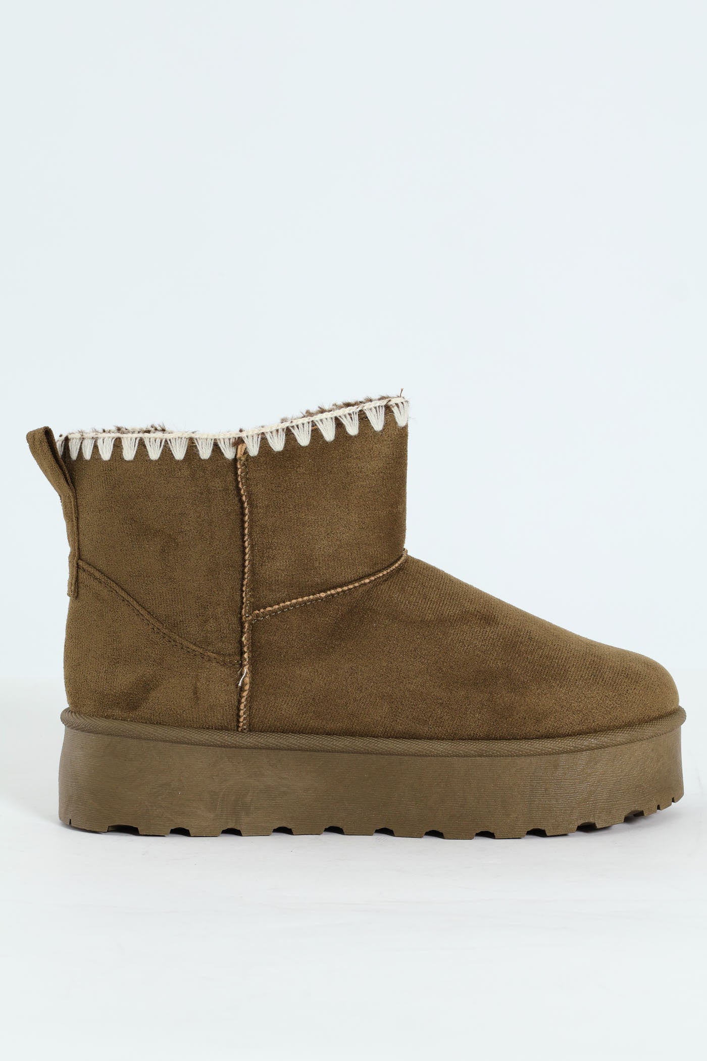 Wipstitch Flatform Bootie - Olive - Image 5