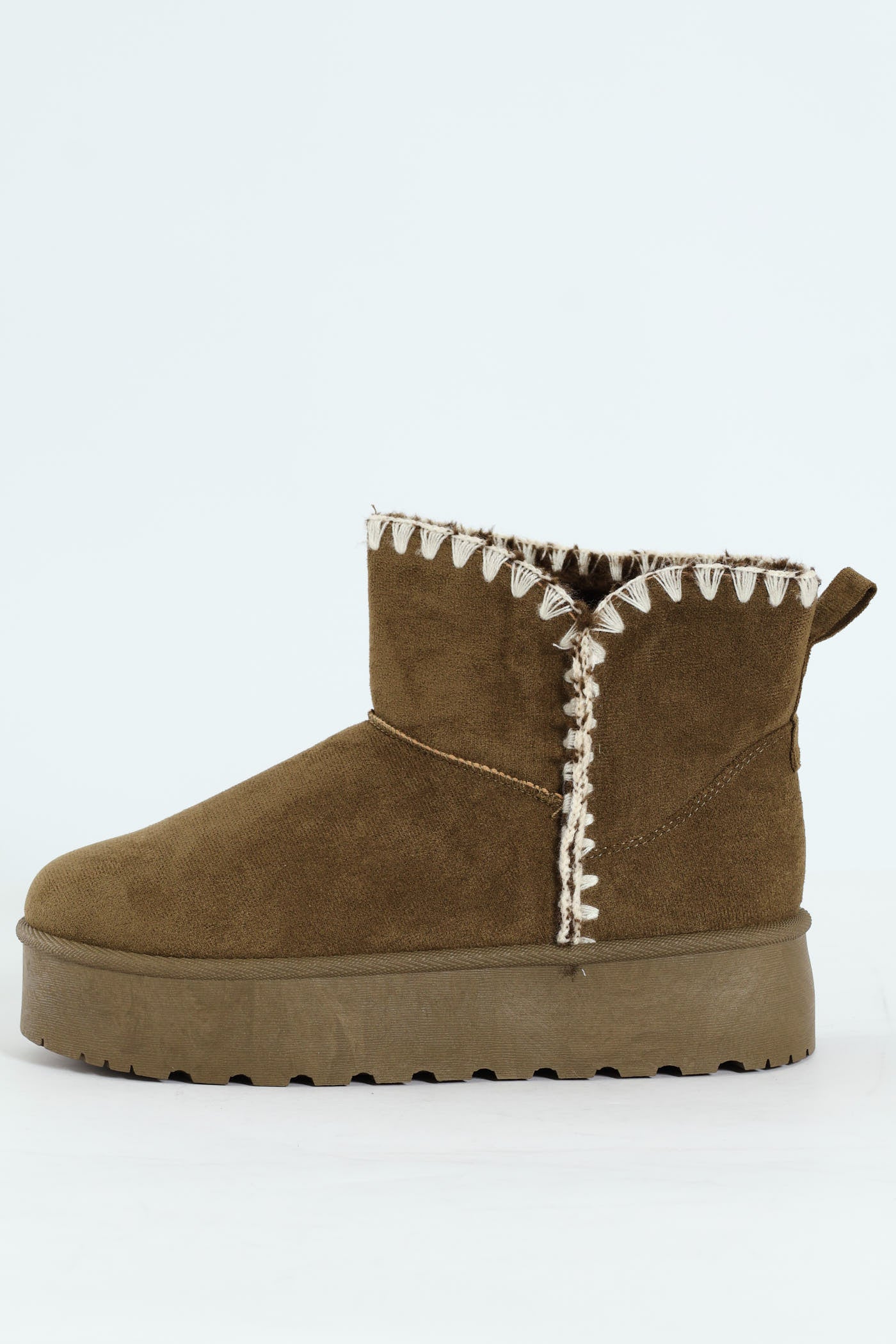 Wipstitch Flatform Bootie - Olive - Image 6