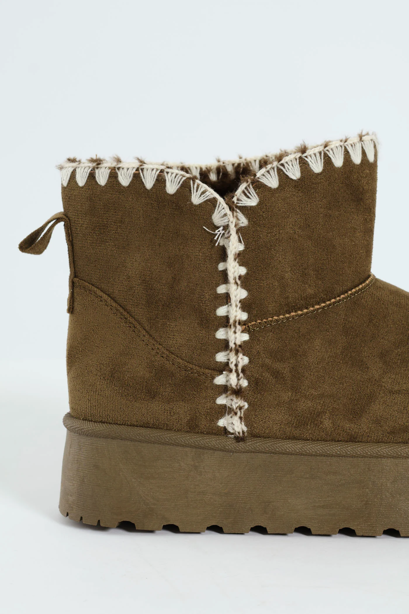 Wipstitch Flatform Bootie - Olive - Image 7