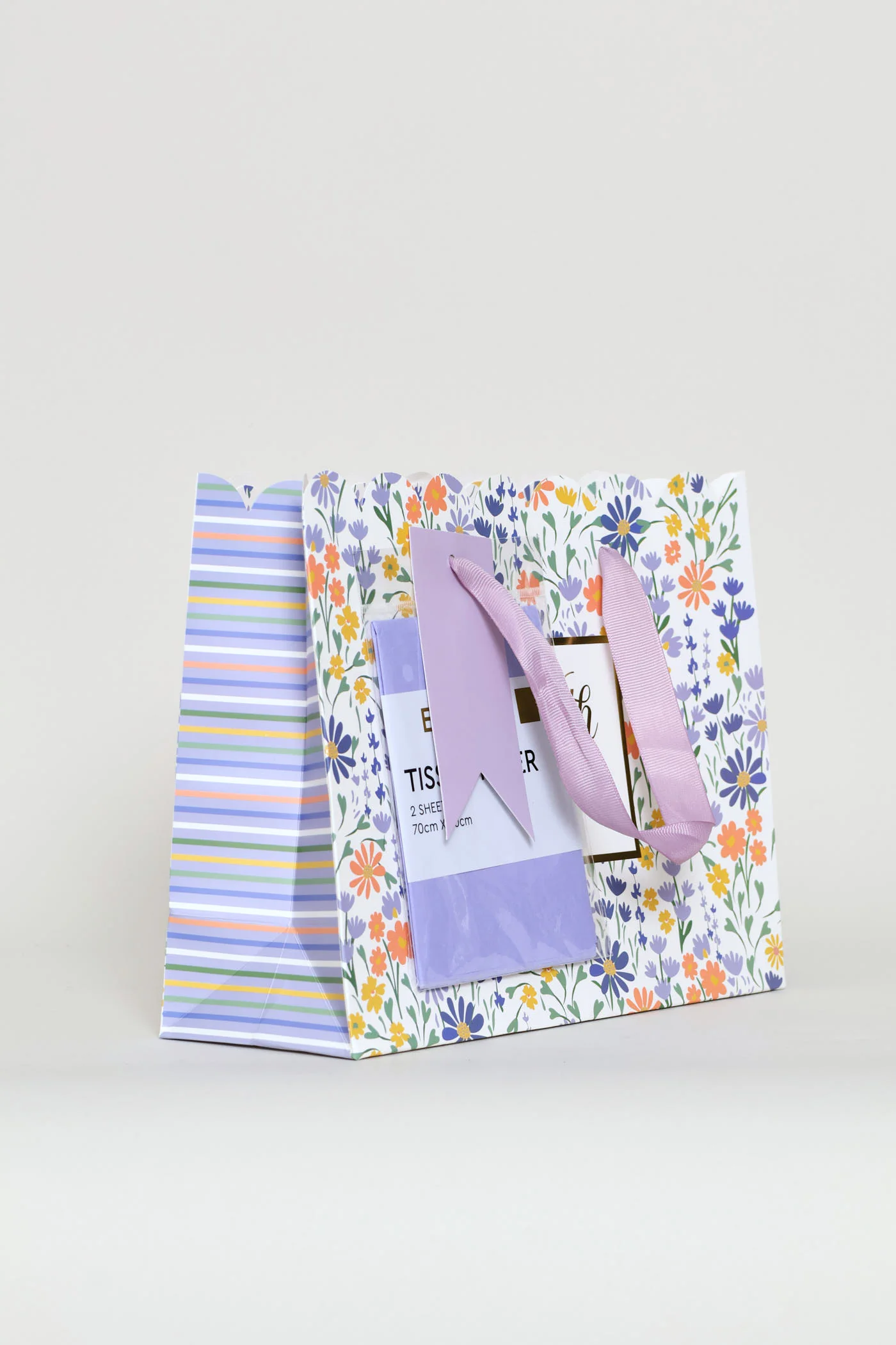 With Love Scallop Edge Gift Bag With Tissue Paper - Lilac - Image 4