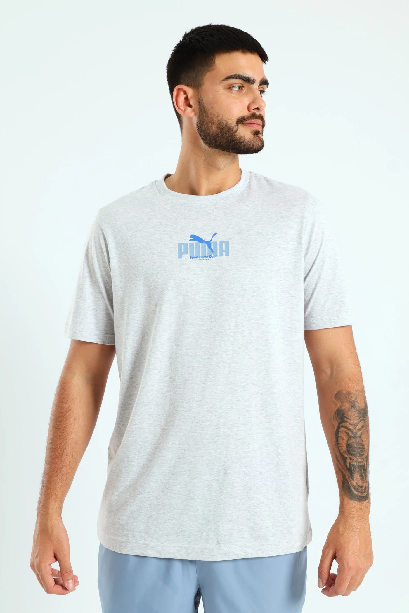 Wording Graphic Tee - Grey Melange - Image 3