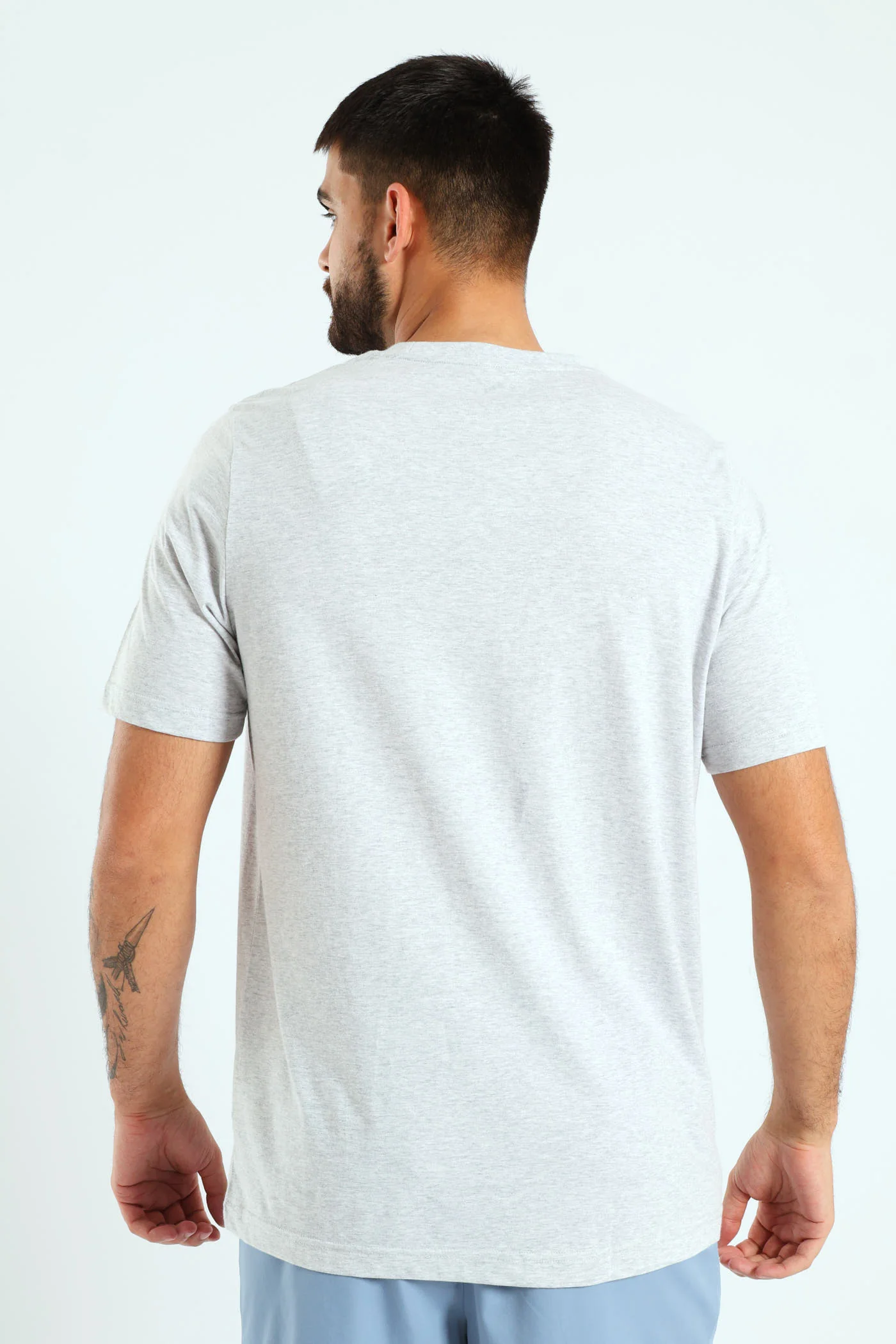 Wording Graphic Tee - Grey Melange - Image 5
