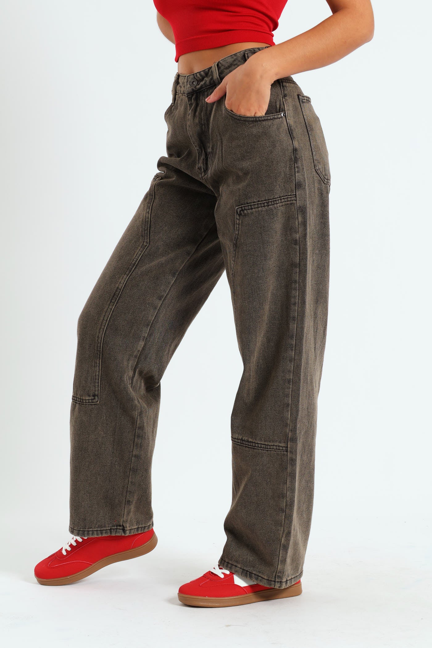 Worker Barrel Jean - Black/Brown - Image 3