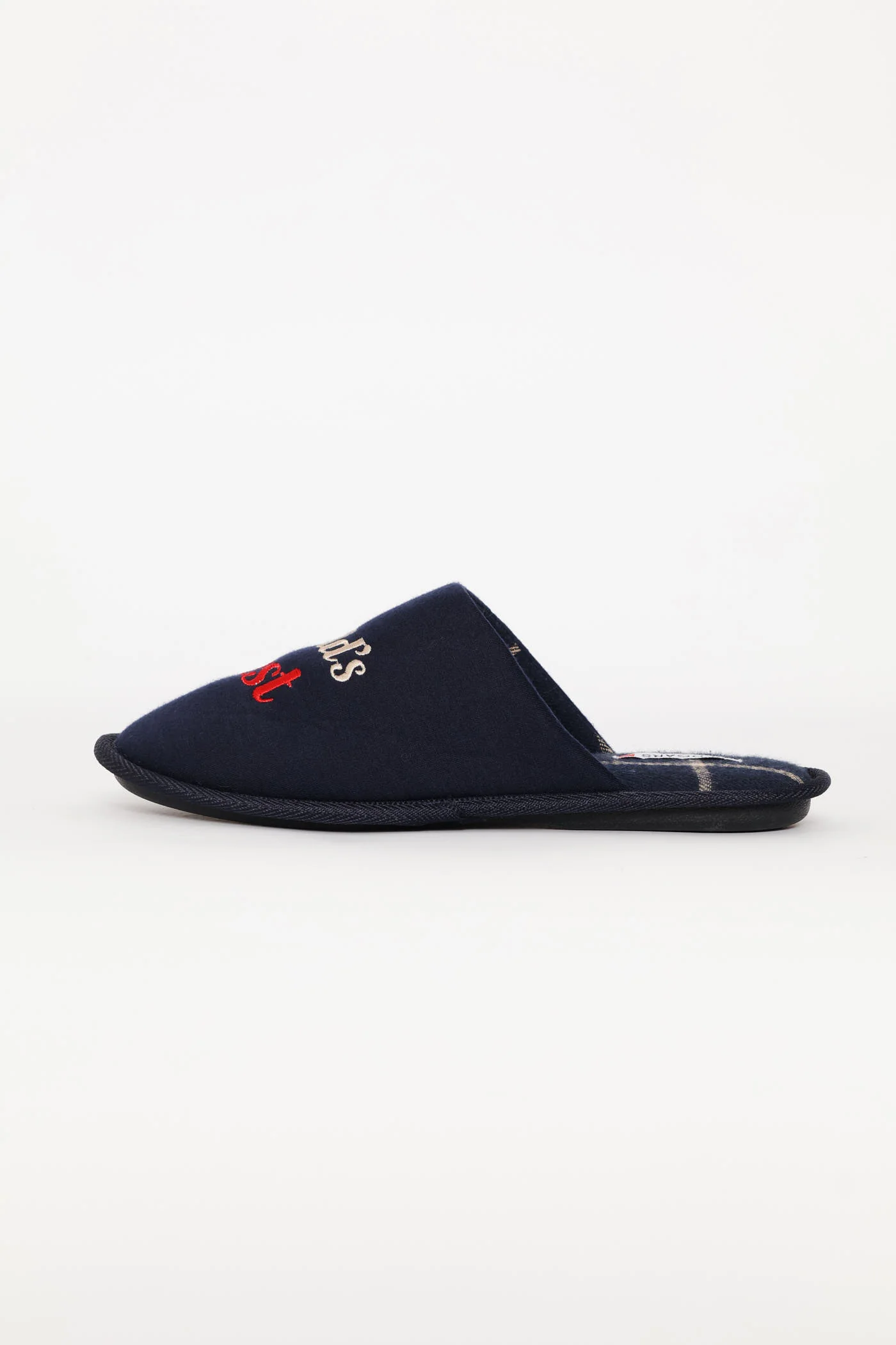 Worlds Best Dad Open Back Slipper - Navy/Beige - Image 4