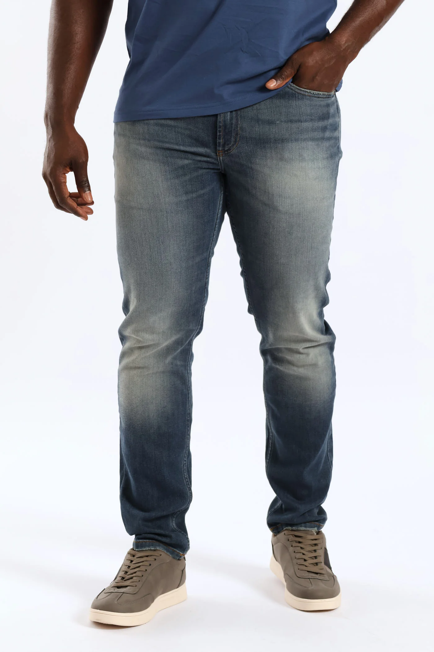 Worn In Skinny Denim - Dark Blue - Image 3