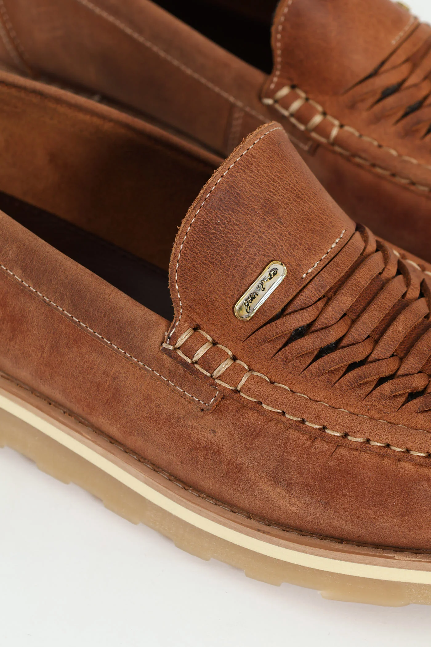 Woven Leather Slip-On Loafer - Tan - Image 2