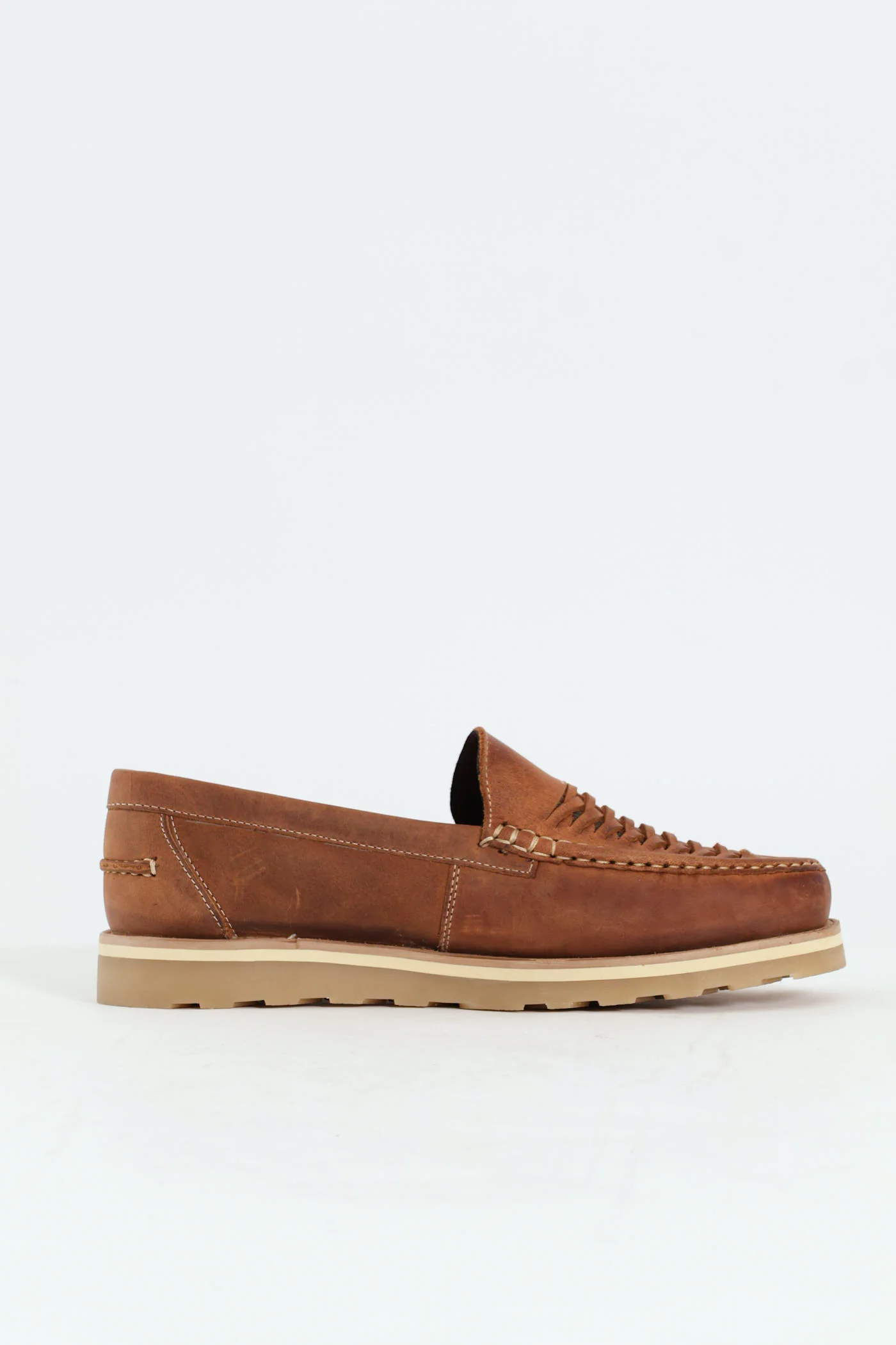 Woven Leather Slip-On Loafer - Tan - Image 3