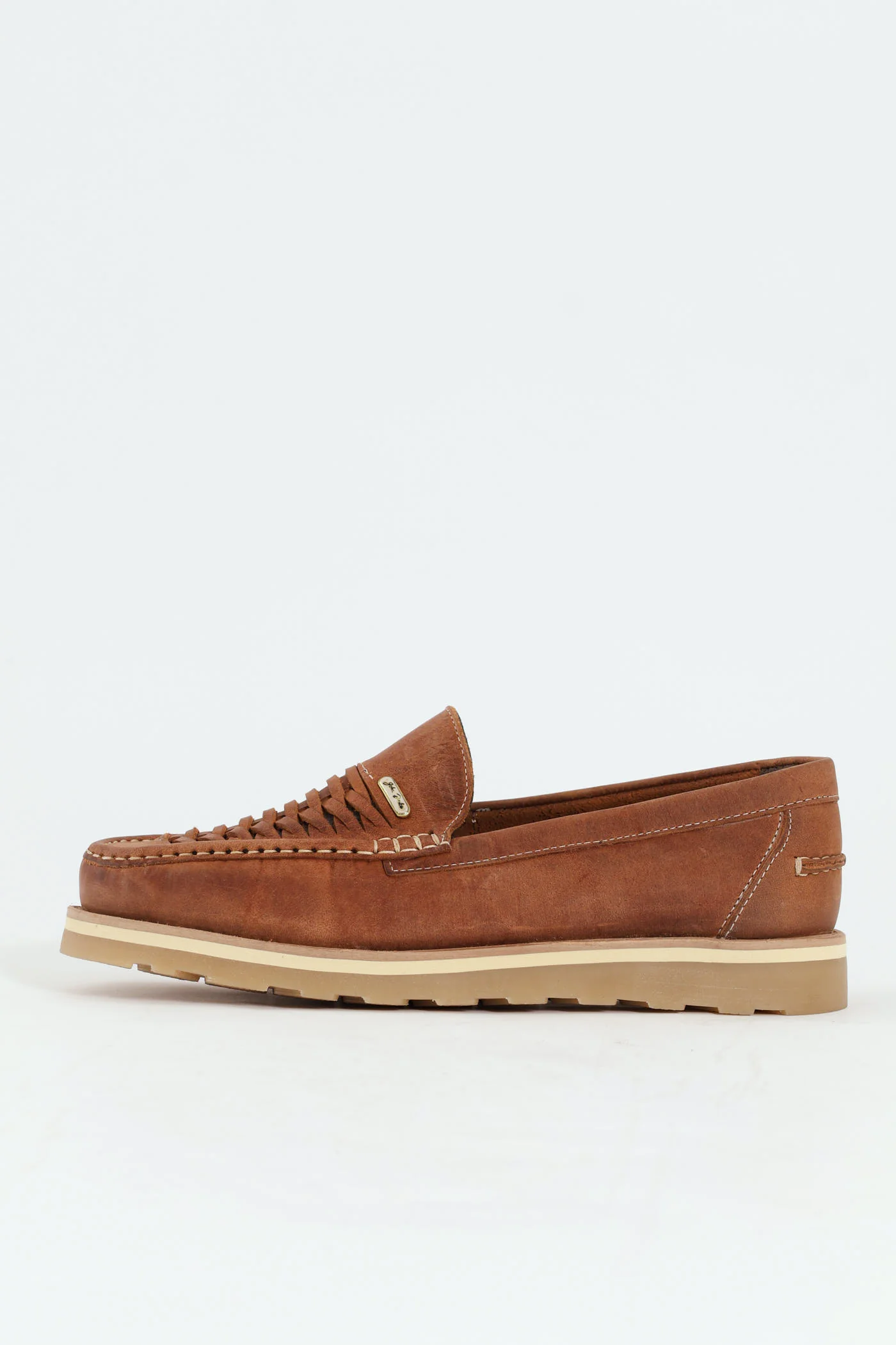 Woven Leather Slip-On Loafer - Tan - Image 4