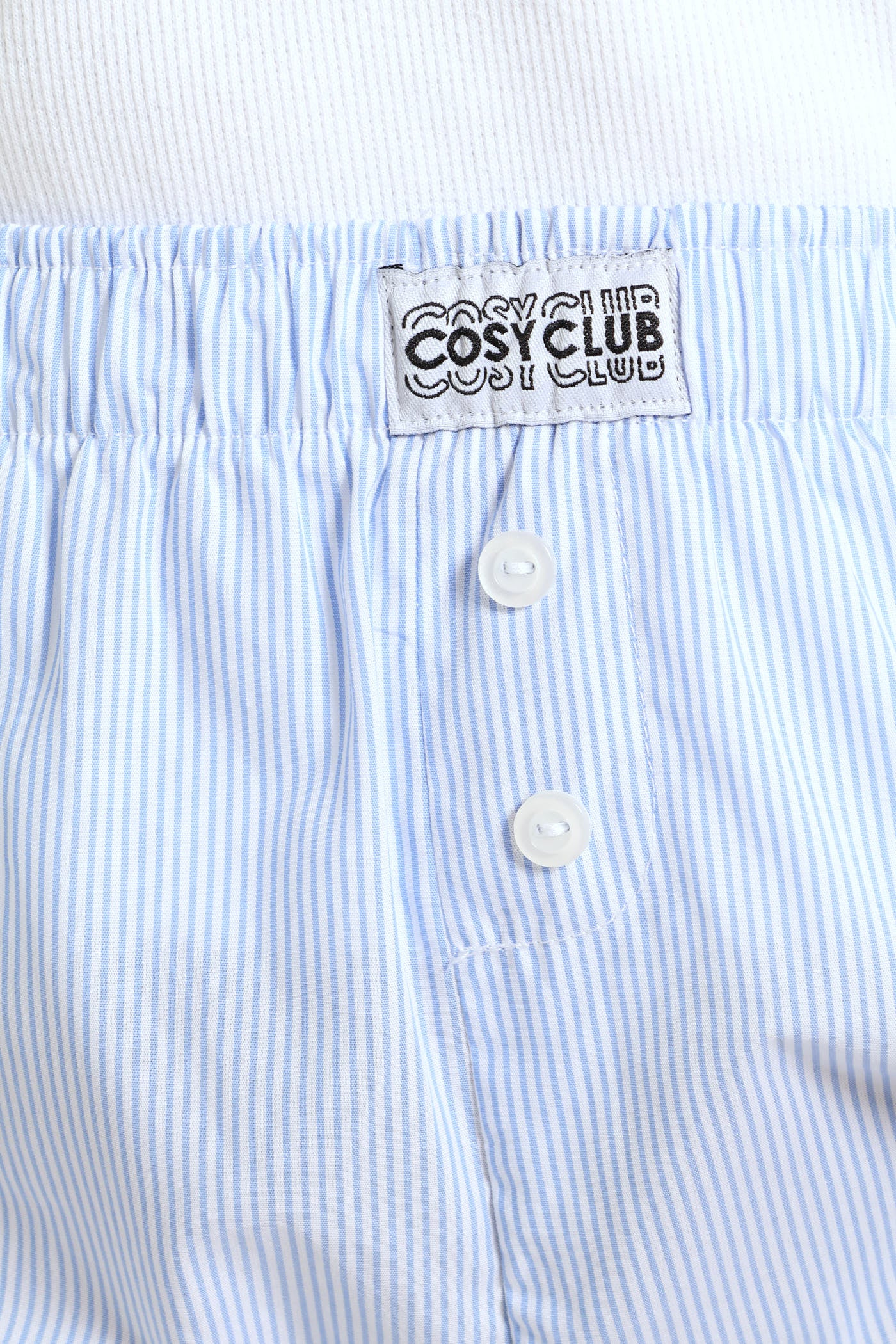 Woven Stripe Boxer Shorts - White/Blue - Image 4