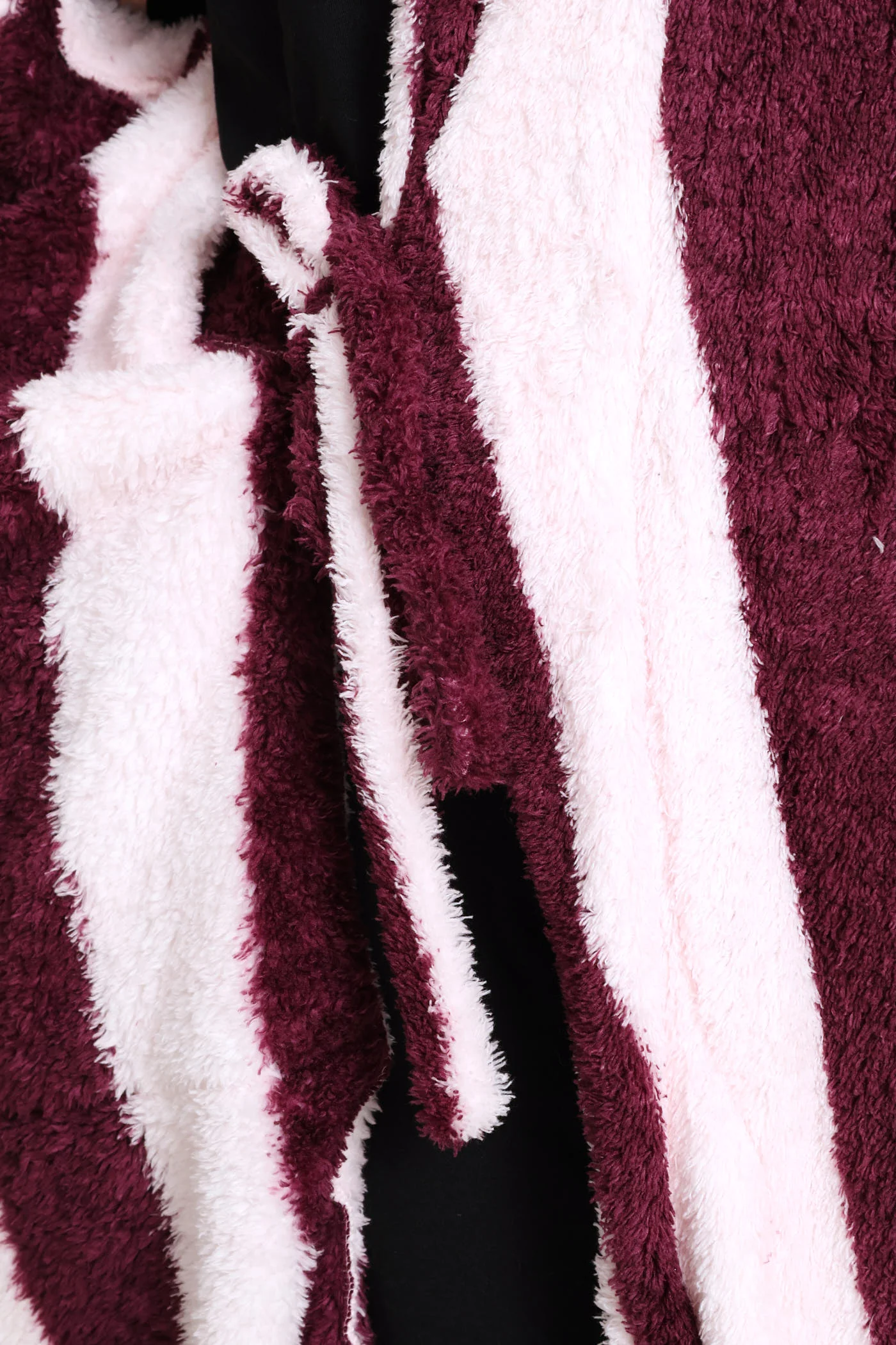 Shaggy Sherpa Stripe Wrap Gown - Burgundy/Pink - Image 4