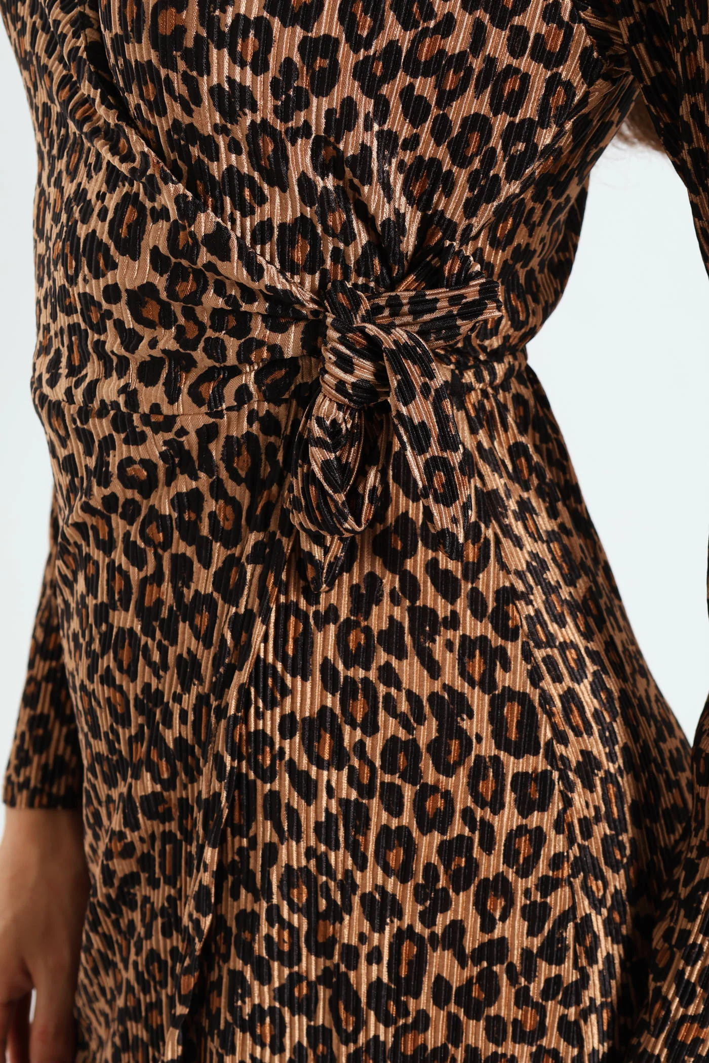 Wrap Plisse Midi Dress - Animal Print - Image 4