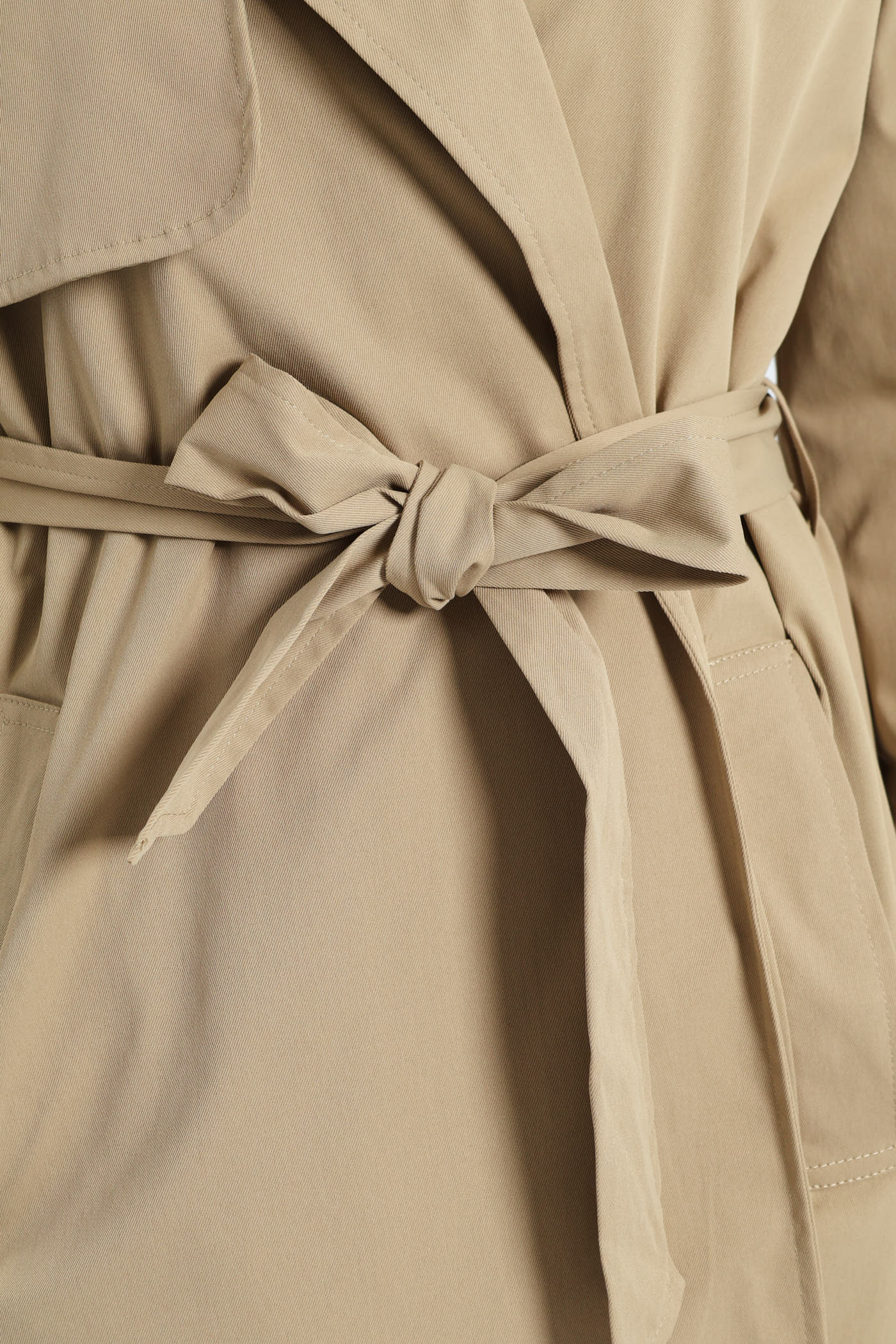 Wrap Trench Coat With Self Belt - Khaki - Image 6