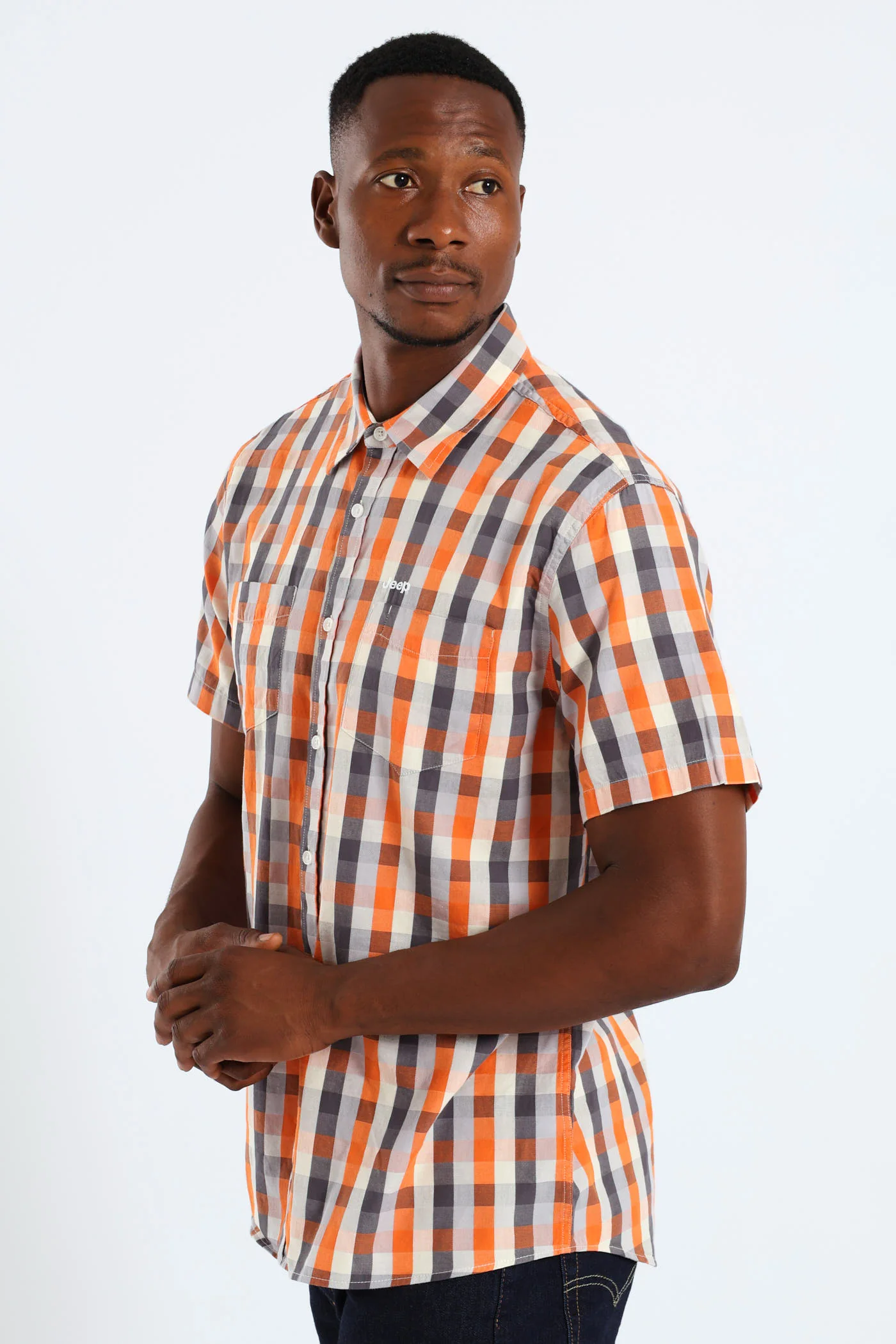 Yarn Dye Check Shirt - Orange - Image 3