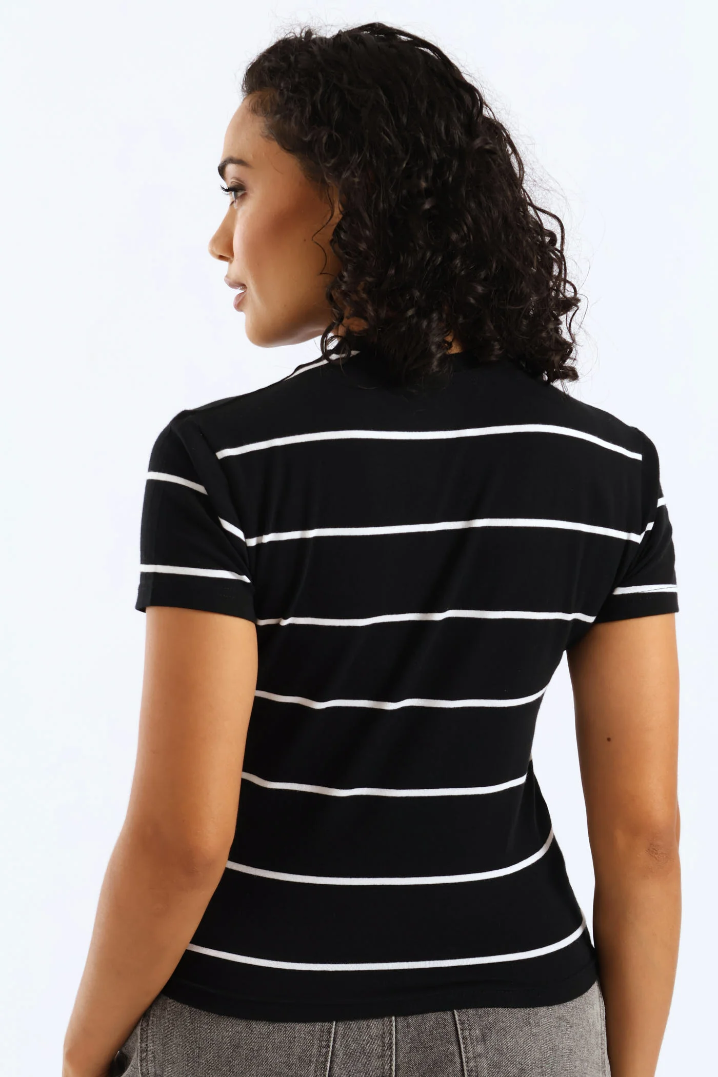 Yarn-Dye Stripe Tee - Black - Image 2