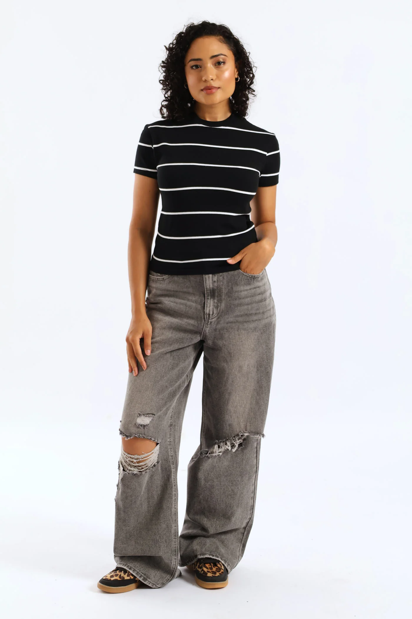 Yarn-Dye Stripe Tee - Black - Image 3