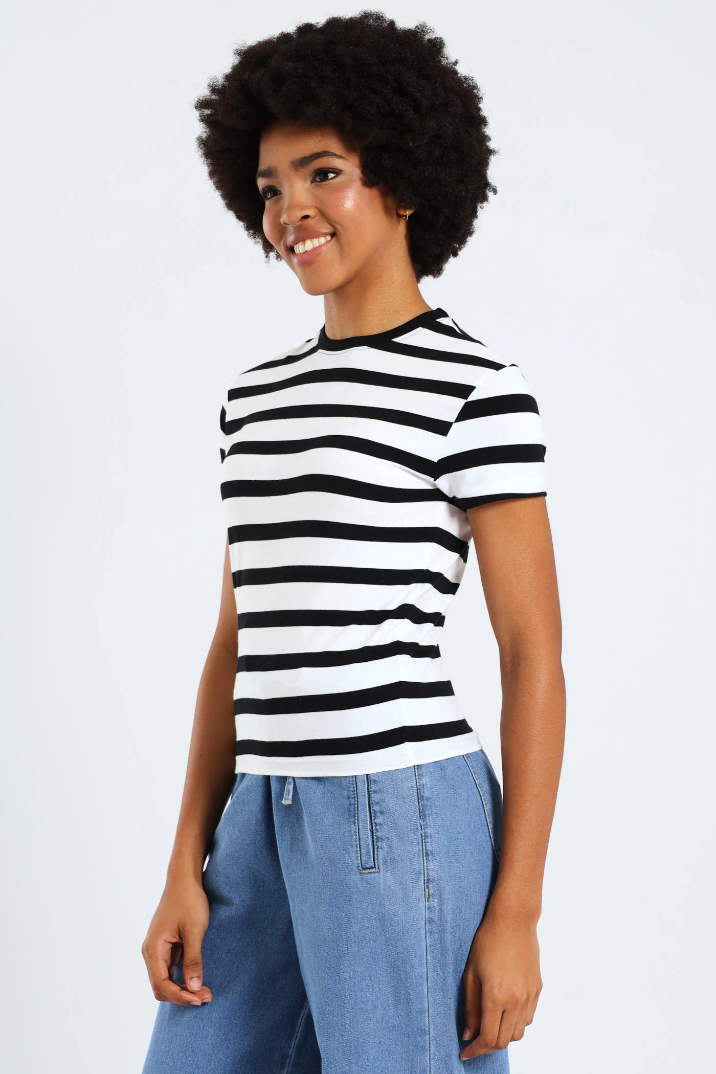 Yarn Dye Stripe Tee - Black/White - Image 3
