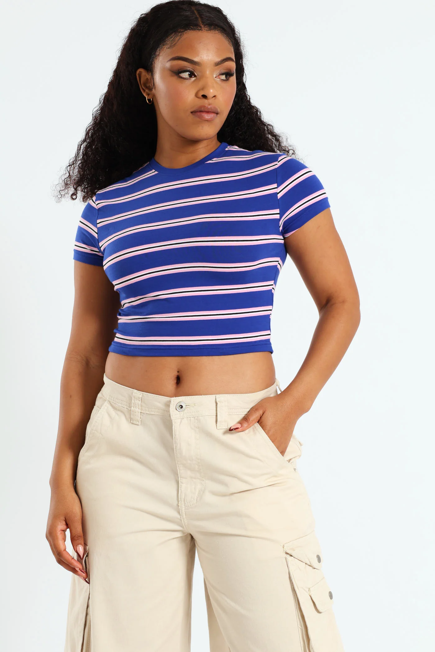 Yarn Dye Stripe Tee - Cobalt - Image 4