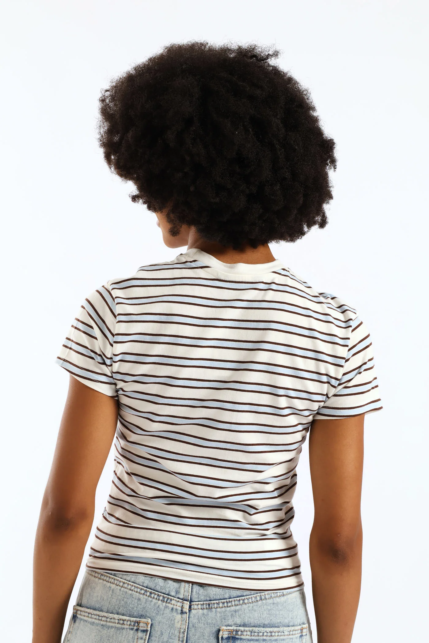 Yarn Dye Stripe Tee - Cream - Image 5