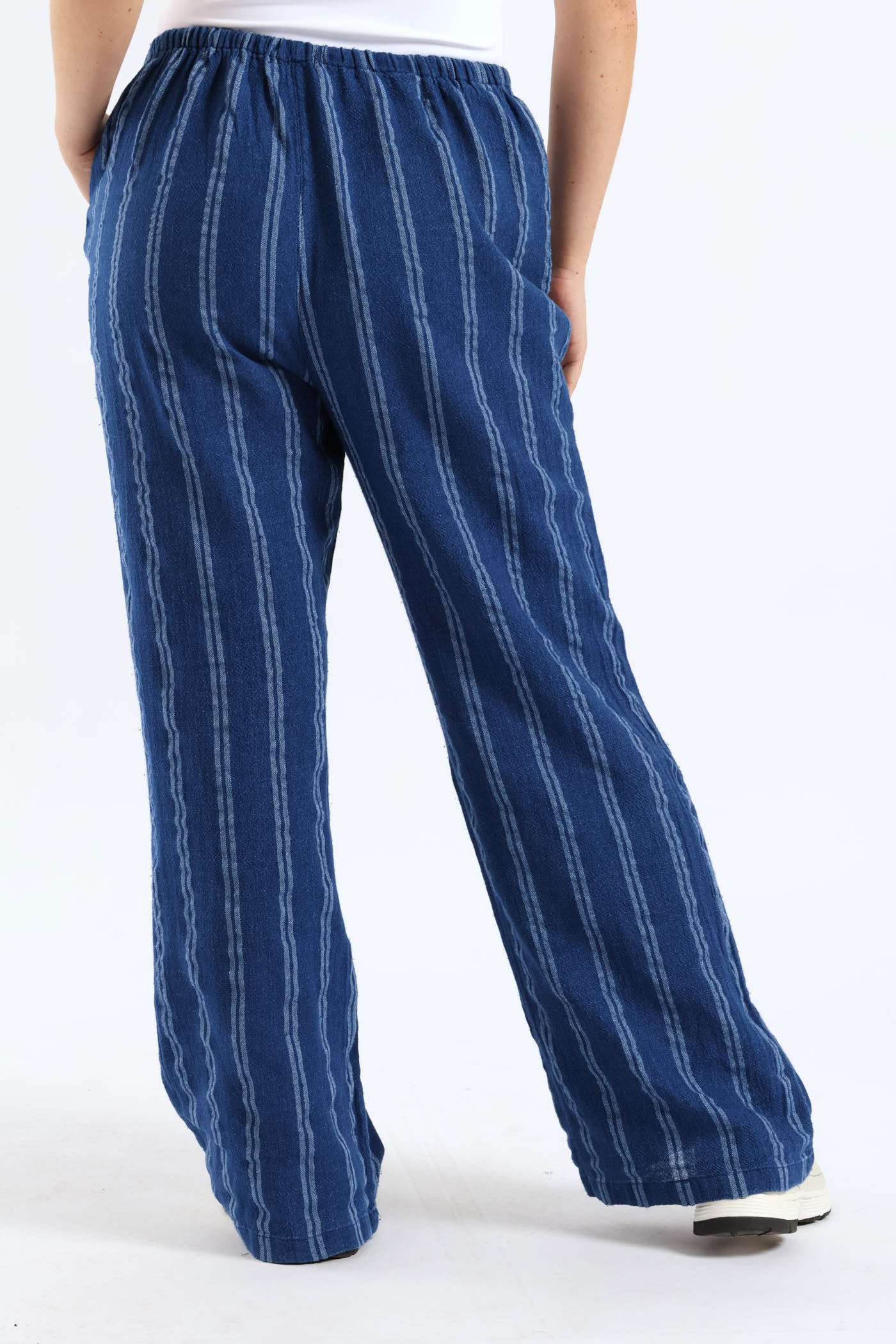 Yarn Dye Vertical Stripe Relaxed Pant - Blue - Image 6