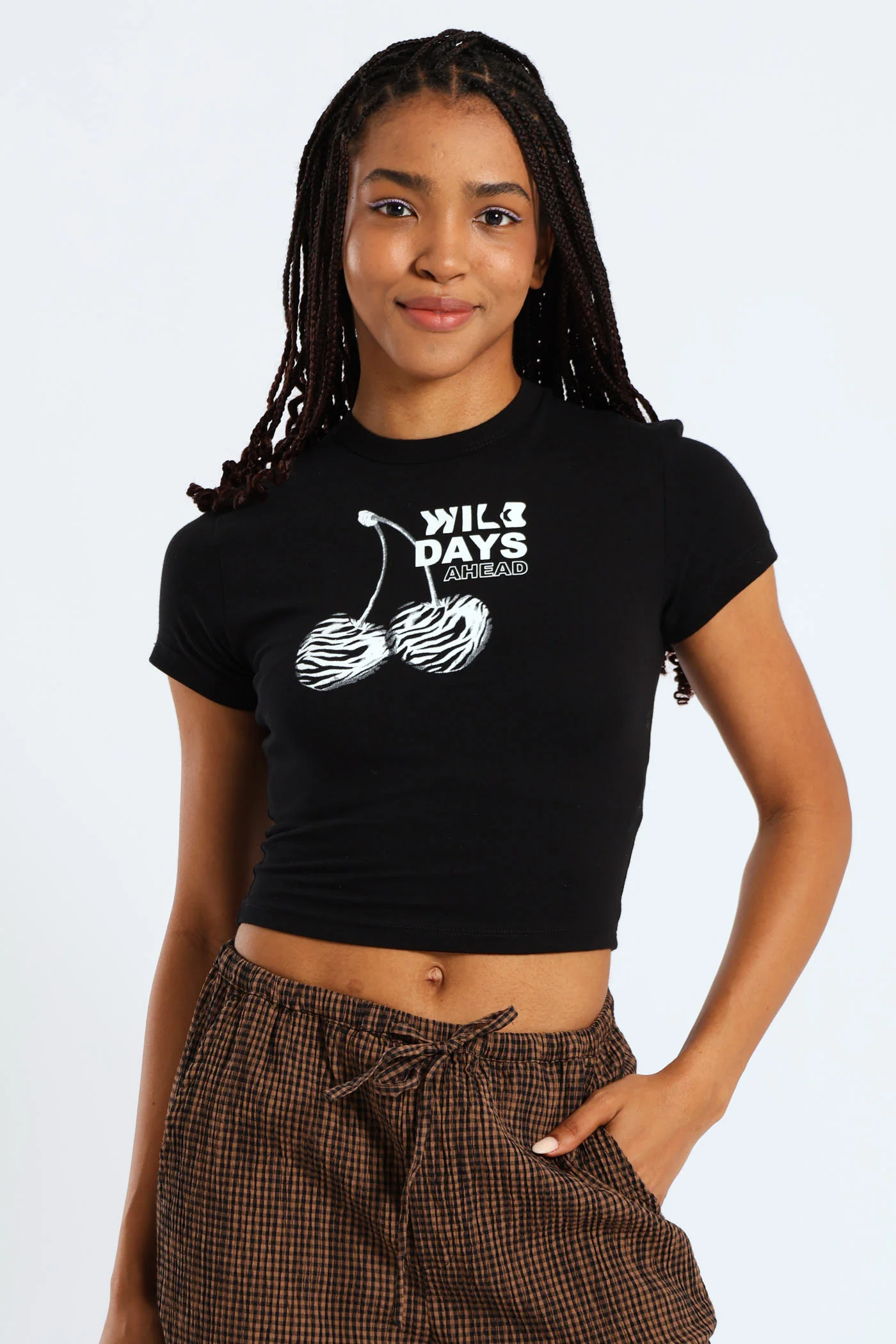 Zebra Cherry Baby Tee - Black - Image 2
