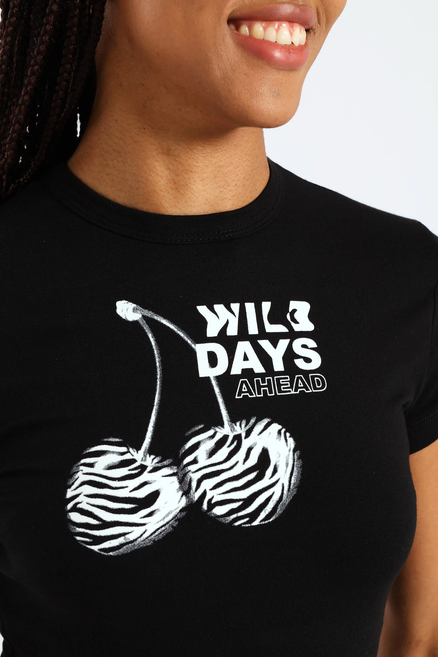 Zebra Cherry Baby Tee - Black - Image 5