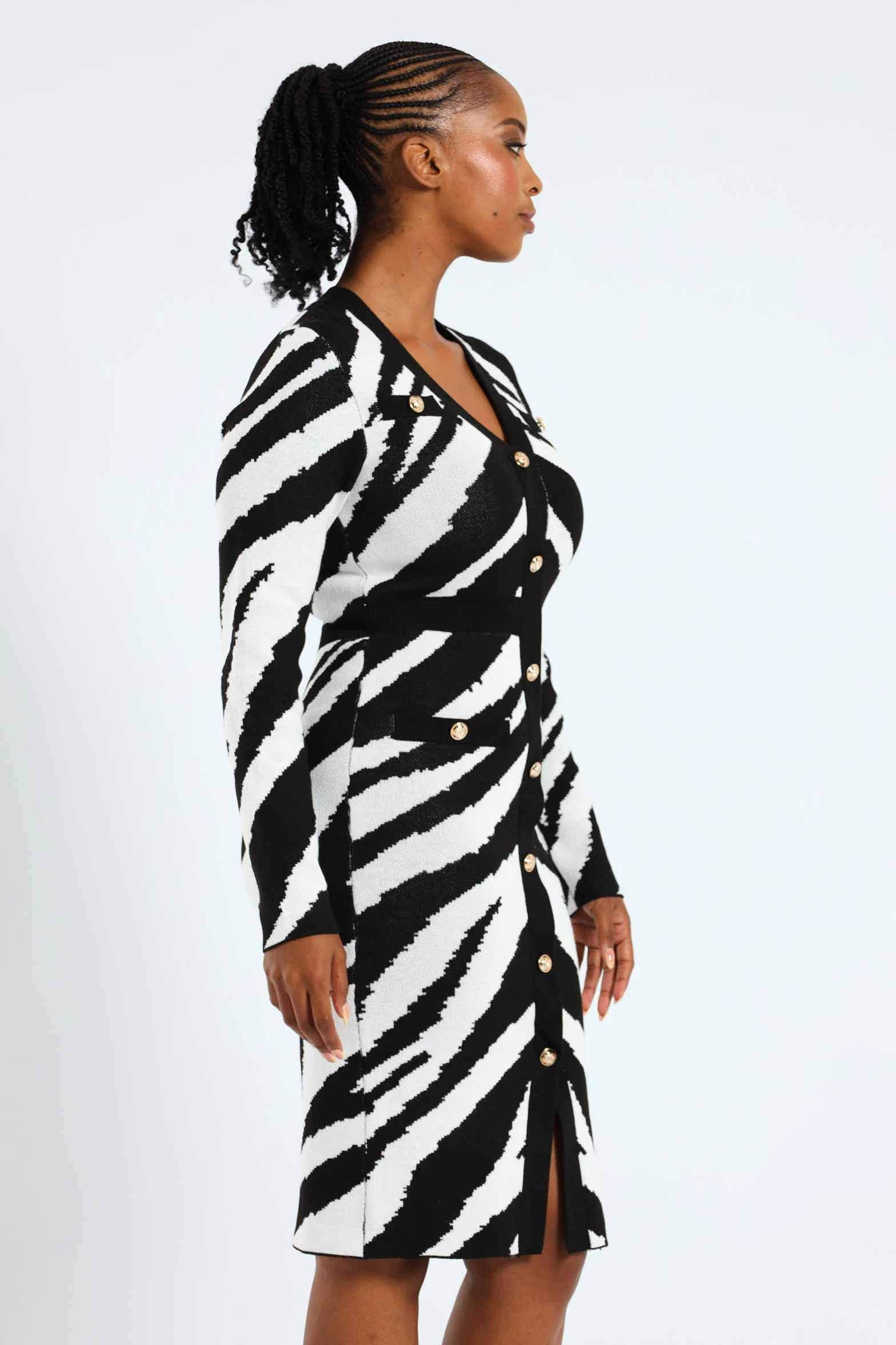 Zebra Preppy Bodycon Dress - Image 4
