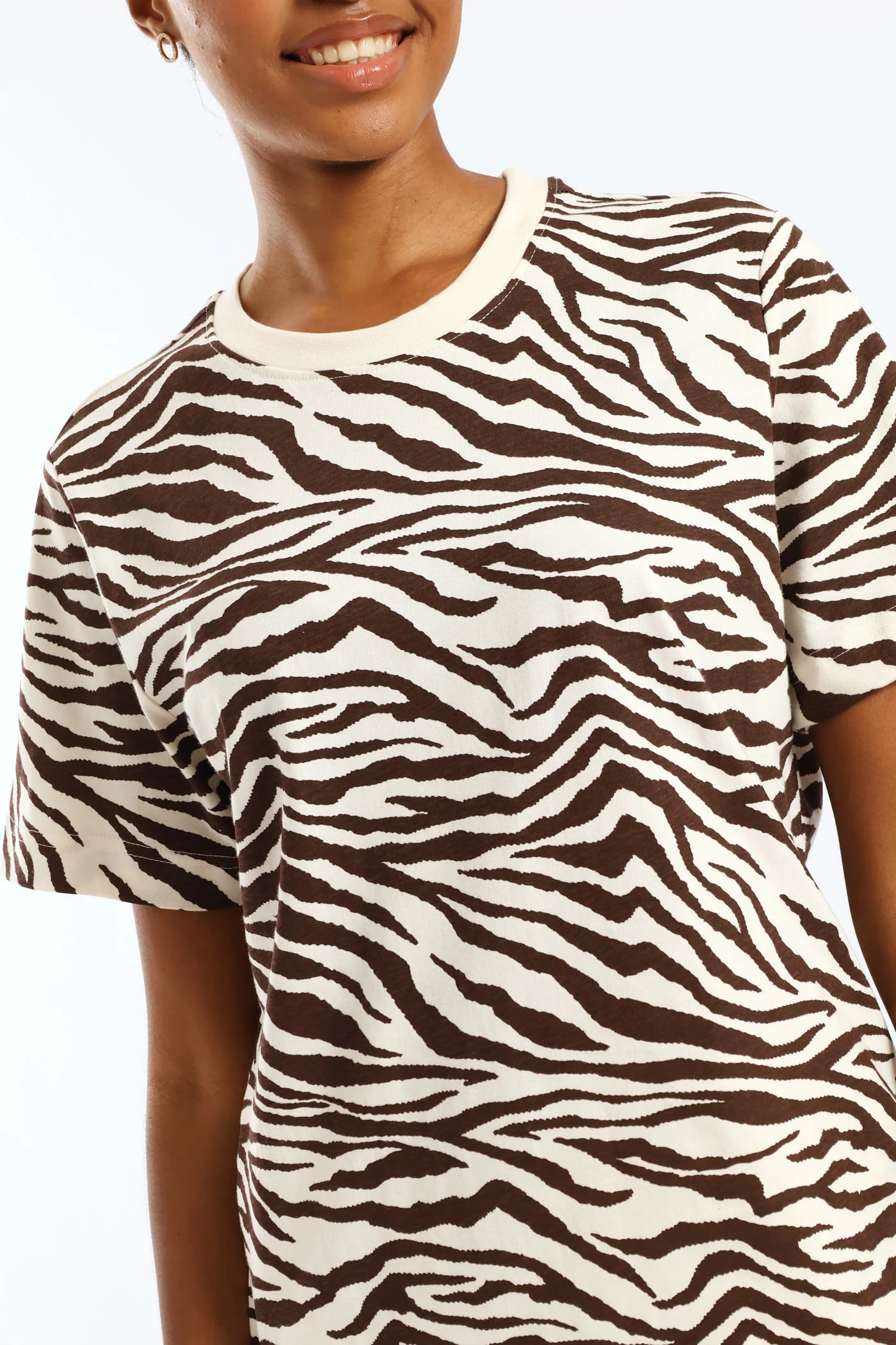 Zebra Print Boxy Tee - Dark Chocolate - Image 2