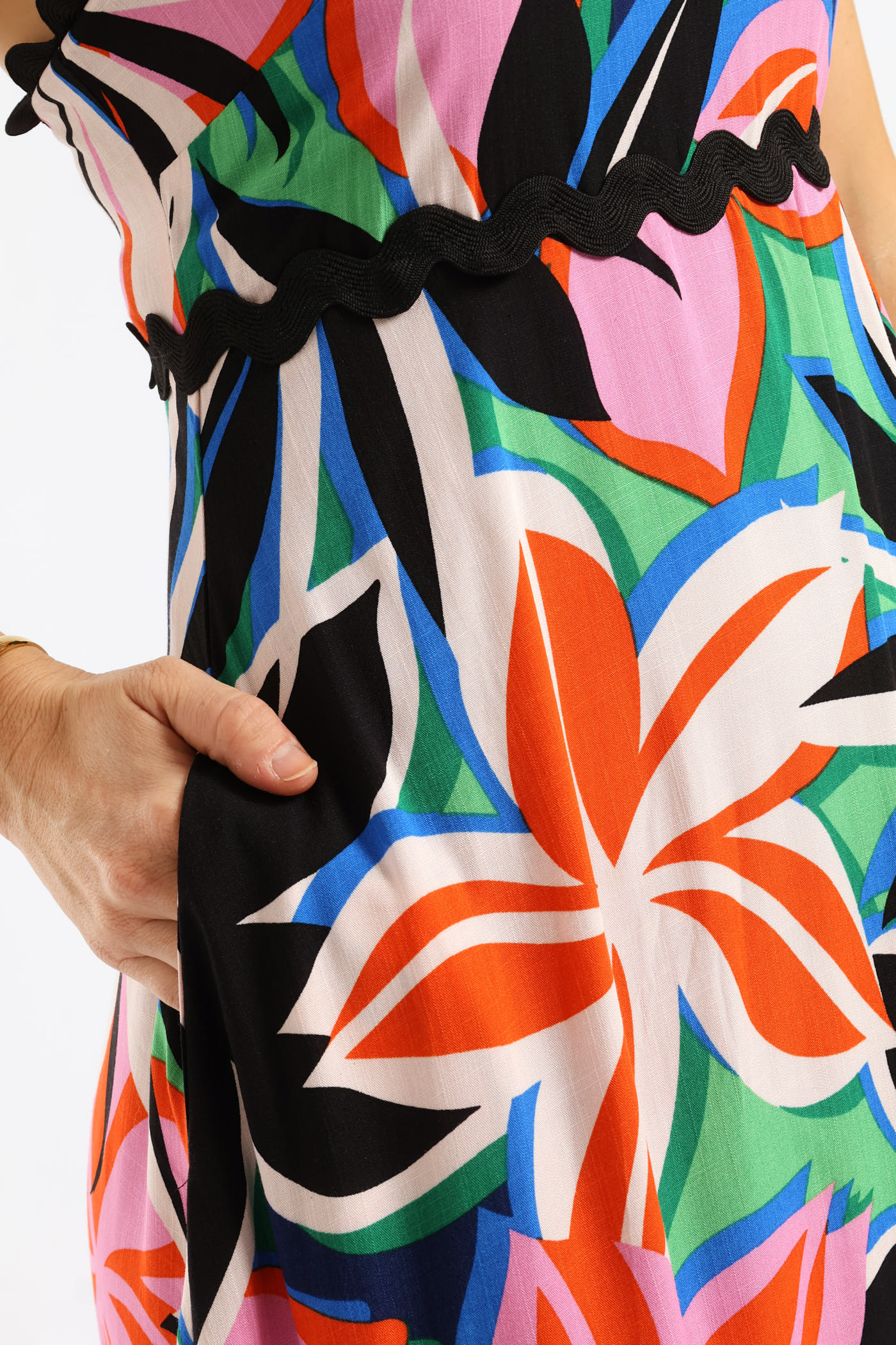 Zig Zag Trim Strappy Boobtube Maxi Dress - Floral - Image 2