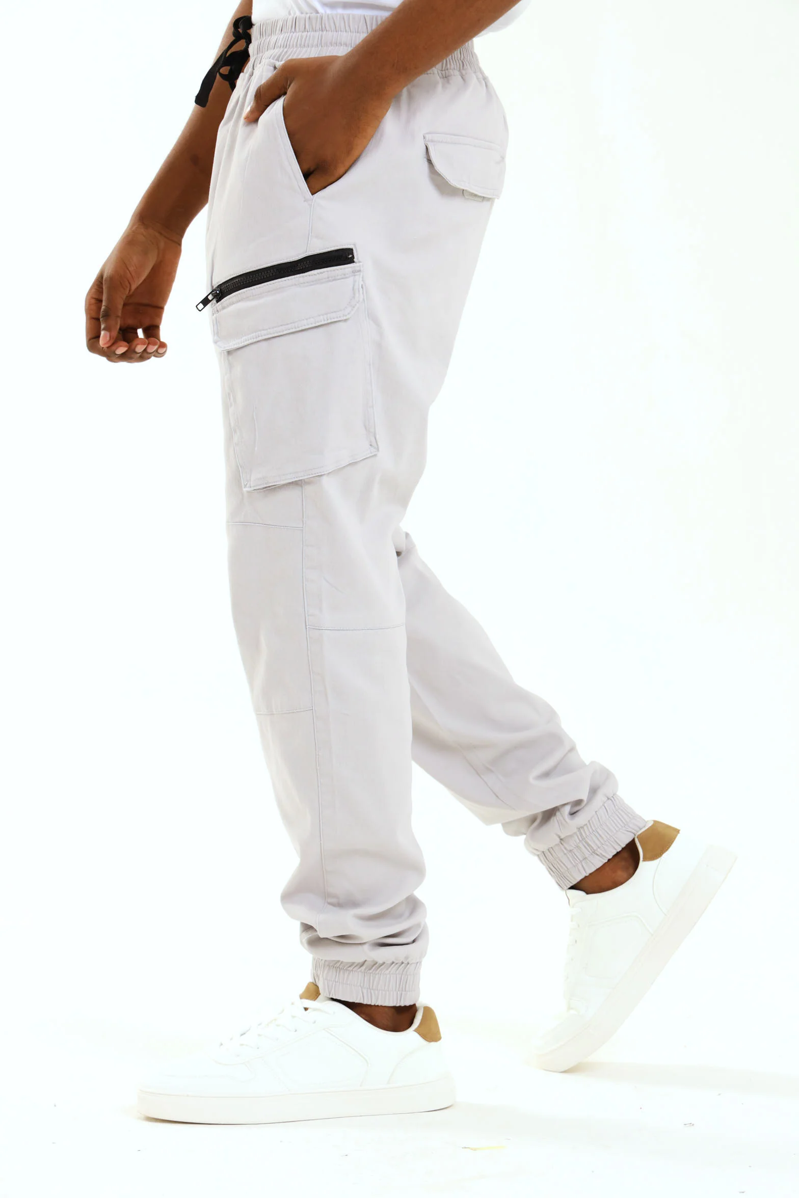 Zip Cargo Pants - Light Grey - Image 2